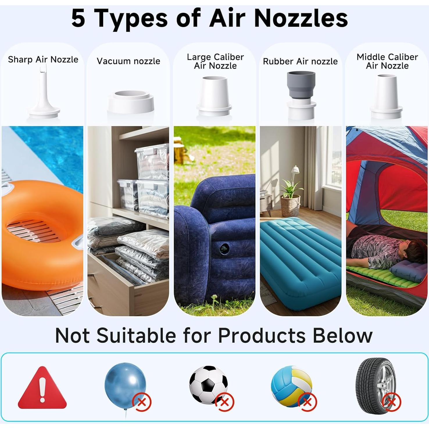 Bomba de Aire Portátil Clopria 2400mAh 4.5kPa con Luz