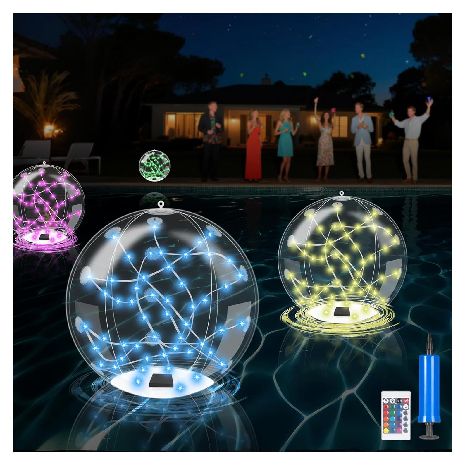 Luces Flotantes Solares Waputne 35.56 cm IP68 2 Pcs con Control Remoto