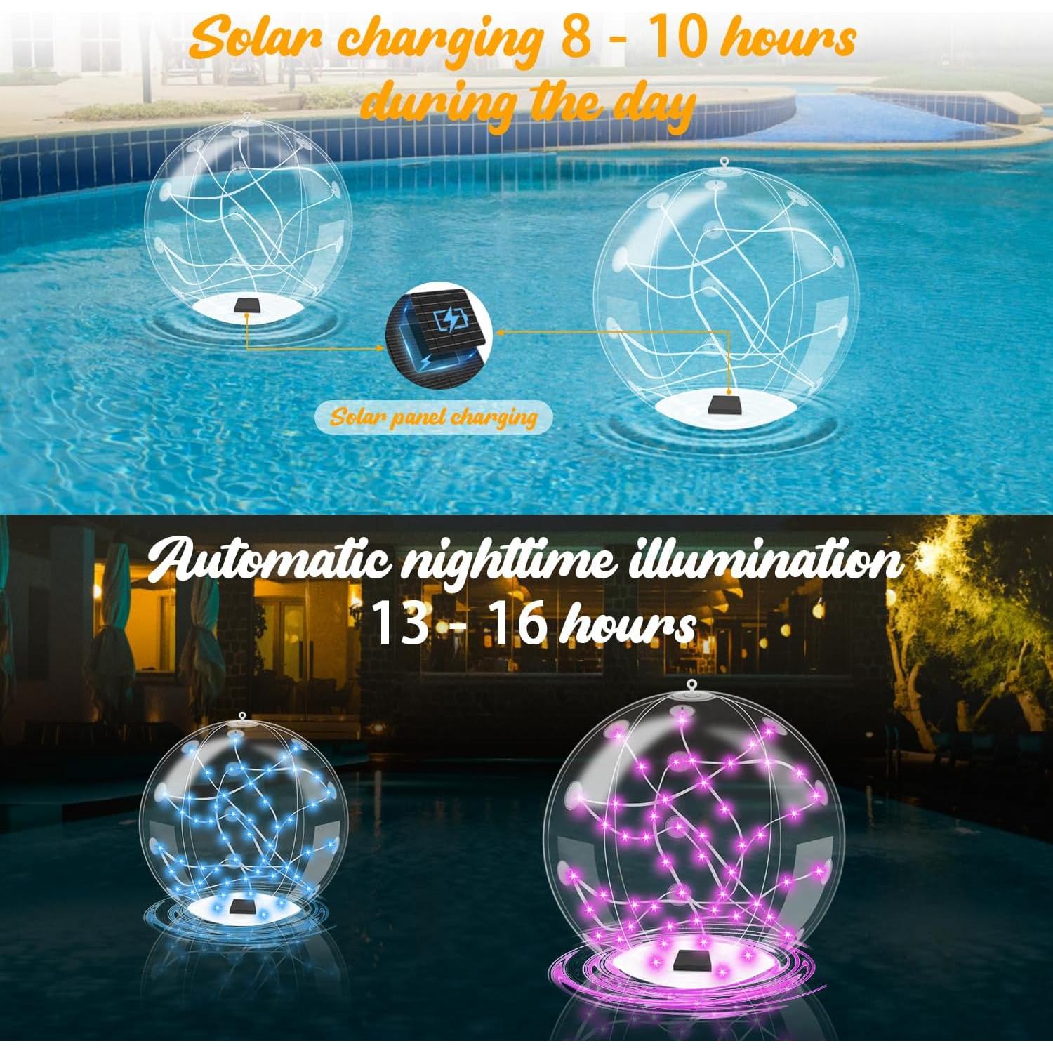 Luces Flotantes Solares Waputne 35.56 cm IP68 2 Pcs con Control Remoto