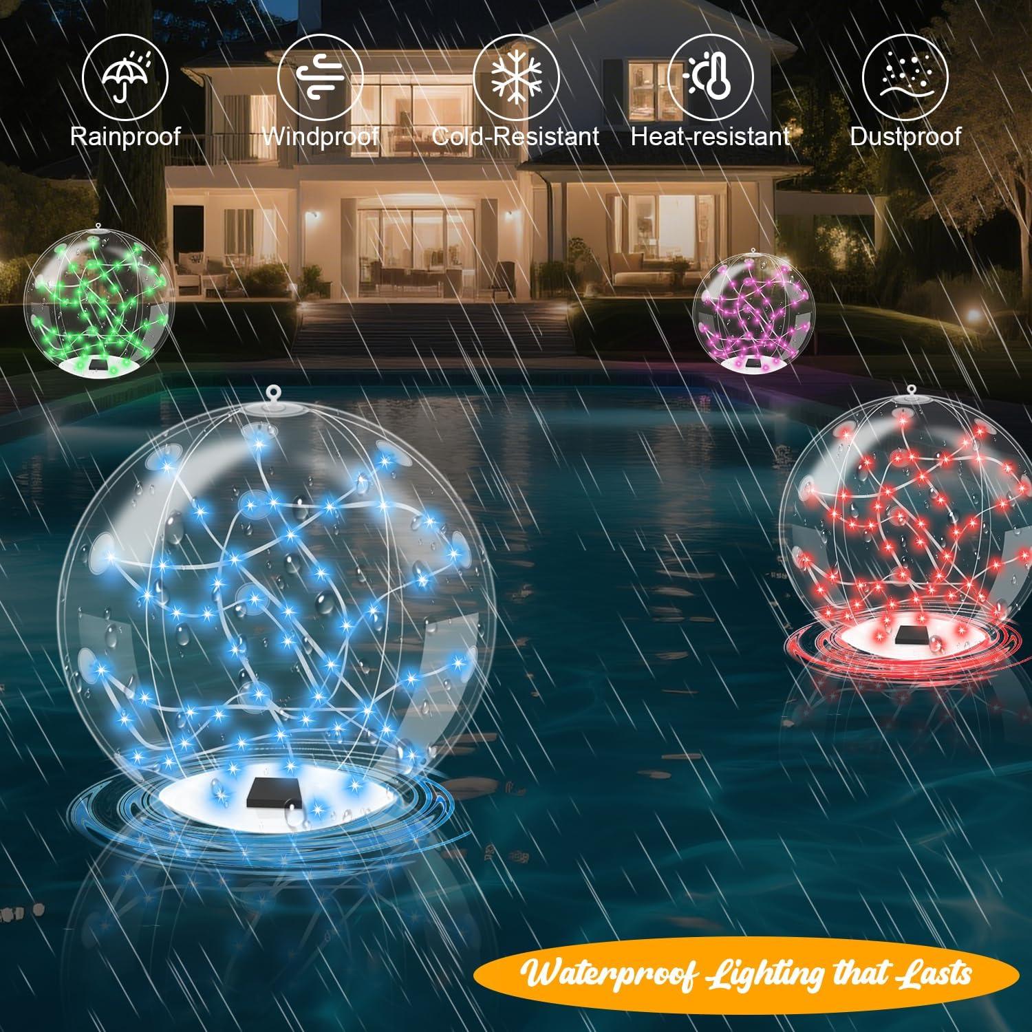 Luces Flotantes Solares Waputne 35.56 cm IP68 2 Pcs con Control Remoto