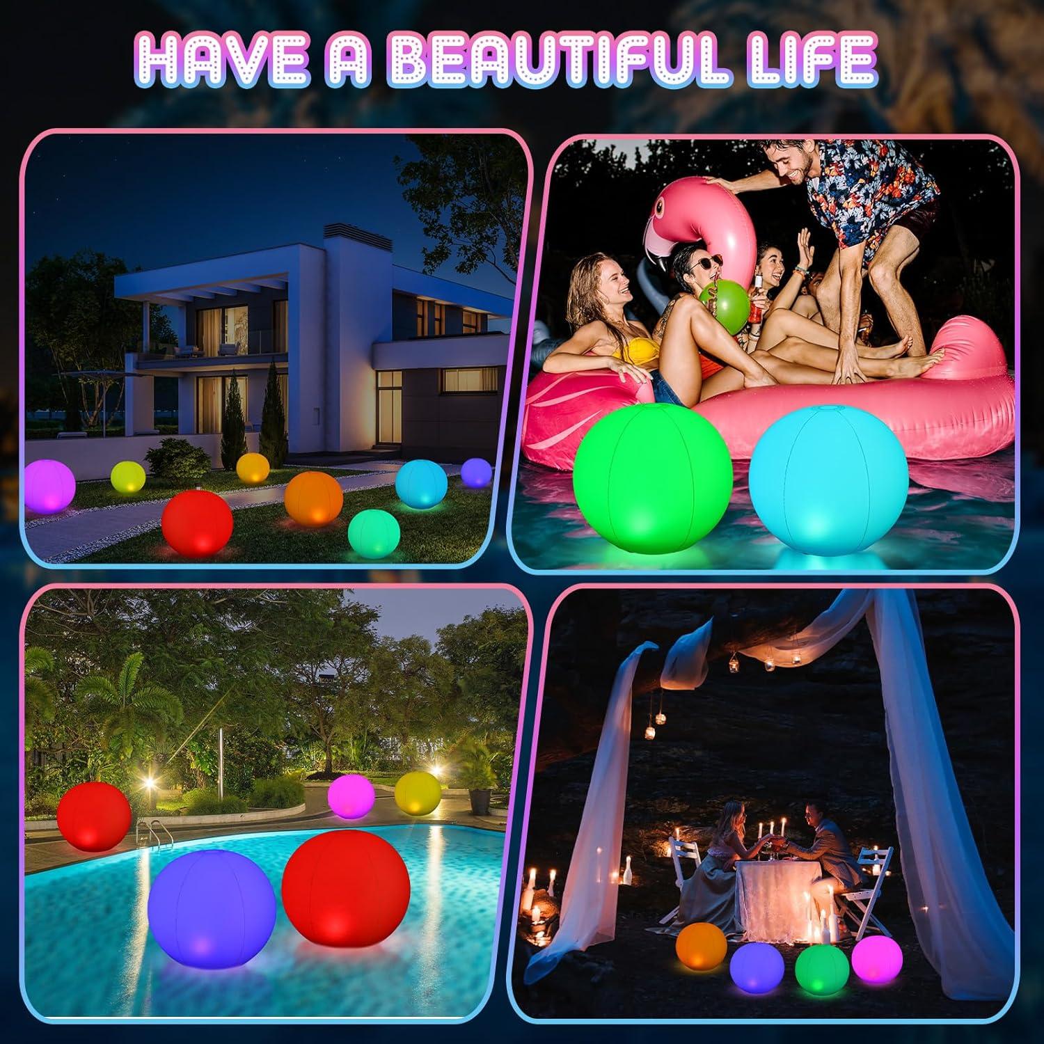 Wettarn 16 Bolas de Luz Solar Flotantes 30.48 y 40.64 cm LED