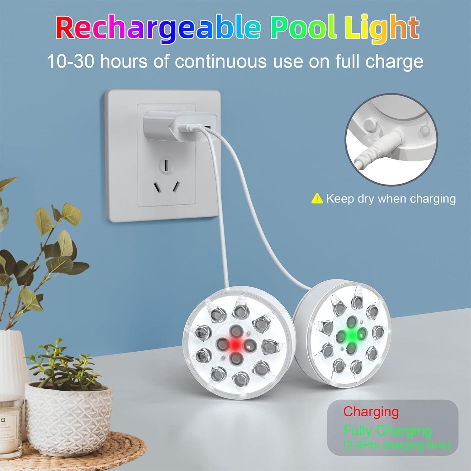 Luces de Piscina Flotantes PXYHMUS - 4 Unidades RGB Recargables