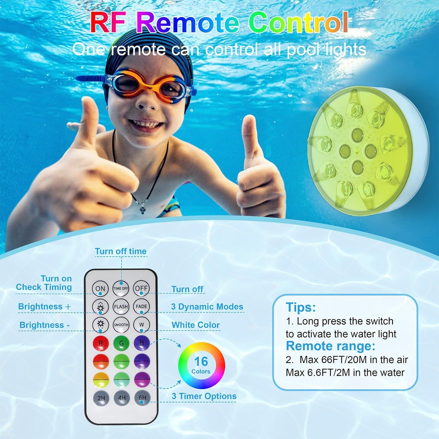 Luces de Piscina Flotantes PXYHMUS - 4 Unidades RGB Recargables