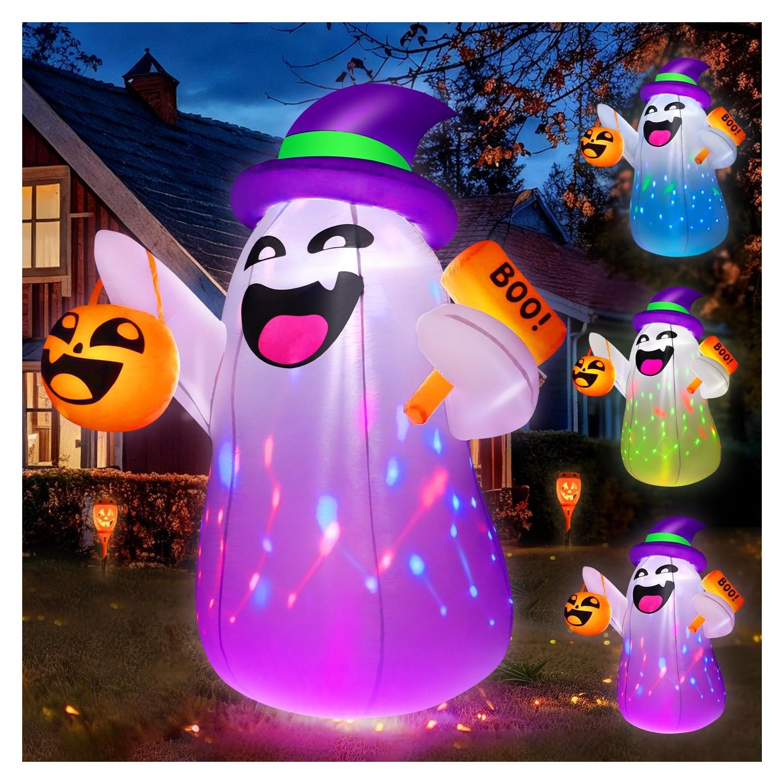 Fantasma Inflable de Halloween 5FT con Luz LED Multicolor Zukakii