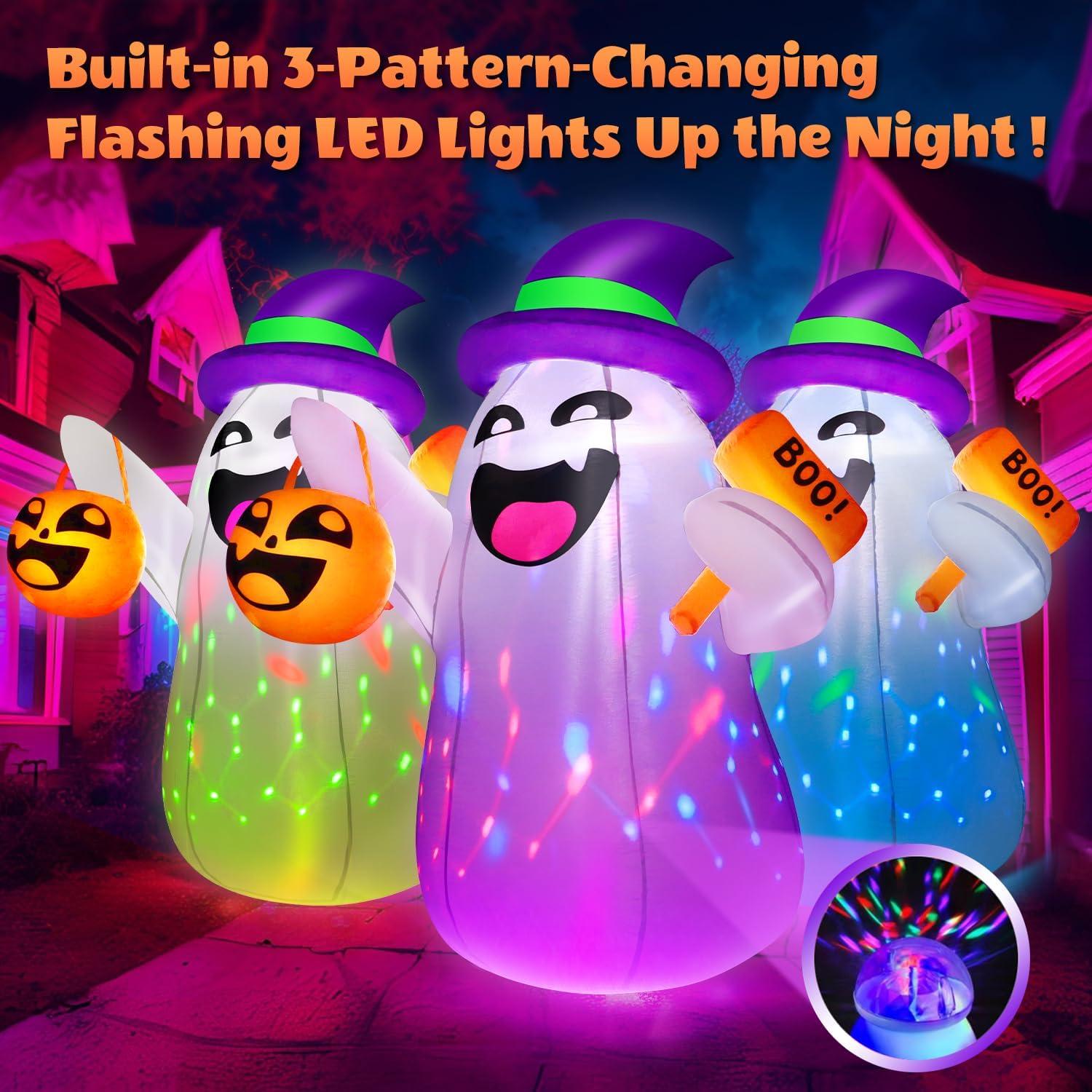 Fantasma Inflable de Halloween 5FT con Luz LED Multicolor Zukakii