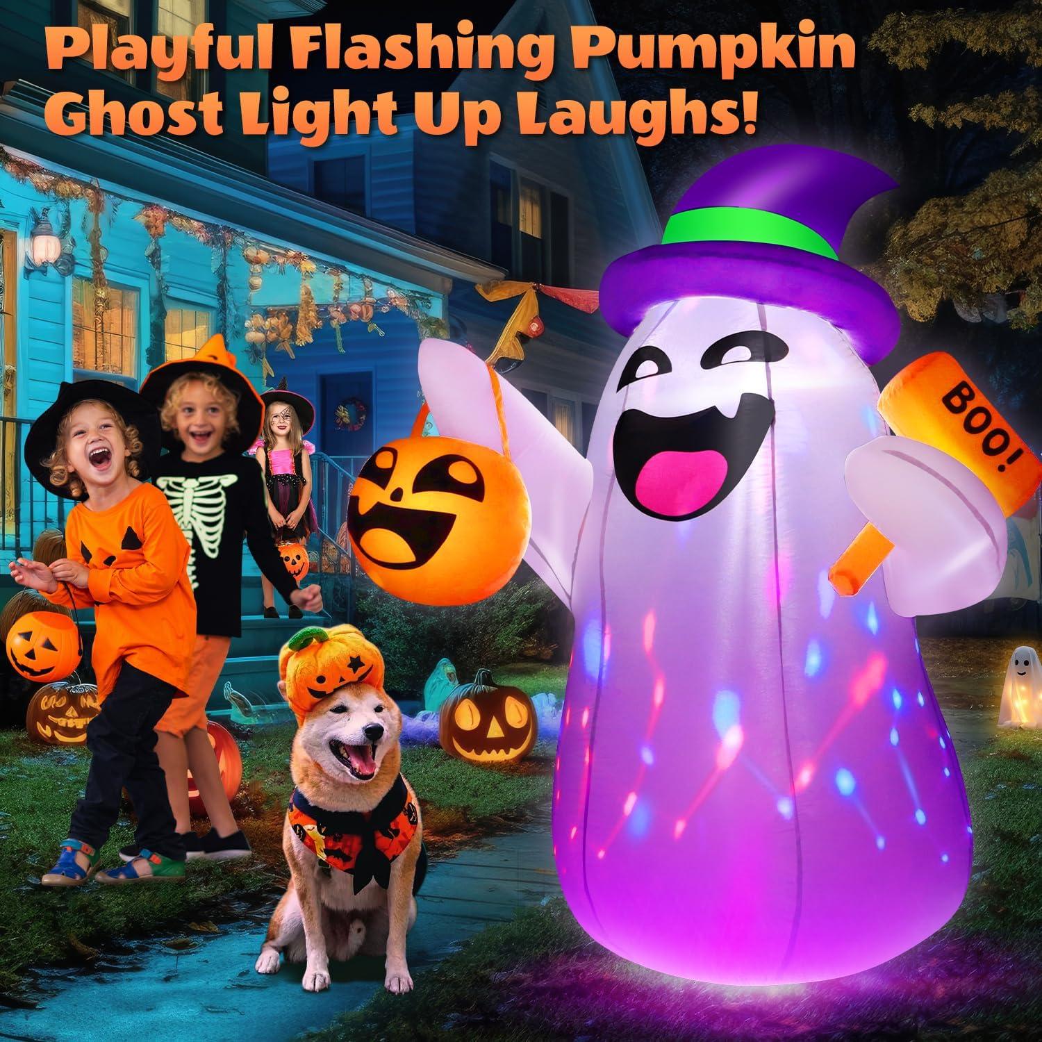 Fantasma Inflable de Halloween 5FT con Luz LED Multicolor Zukakii