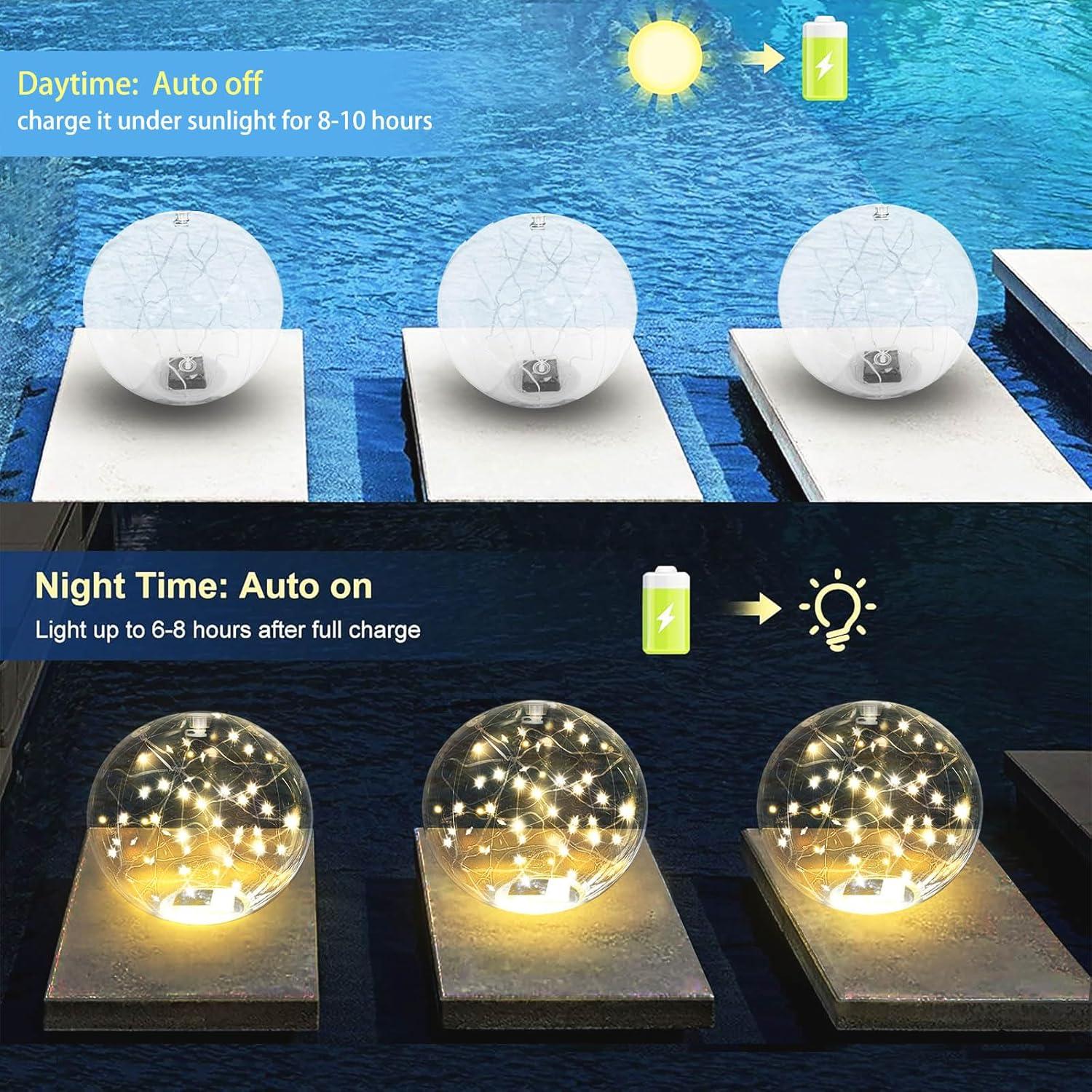 Luces Flotantes Solares para Piscina SATXTREM - Paquete de 8