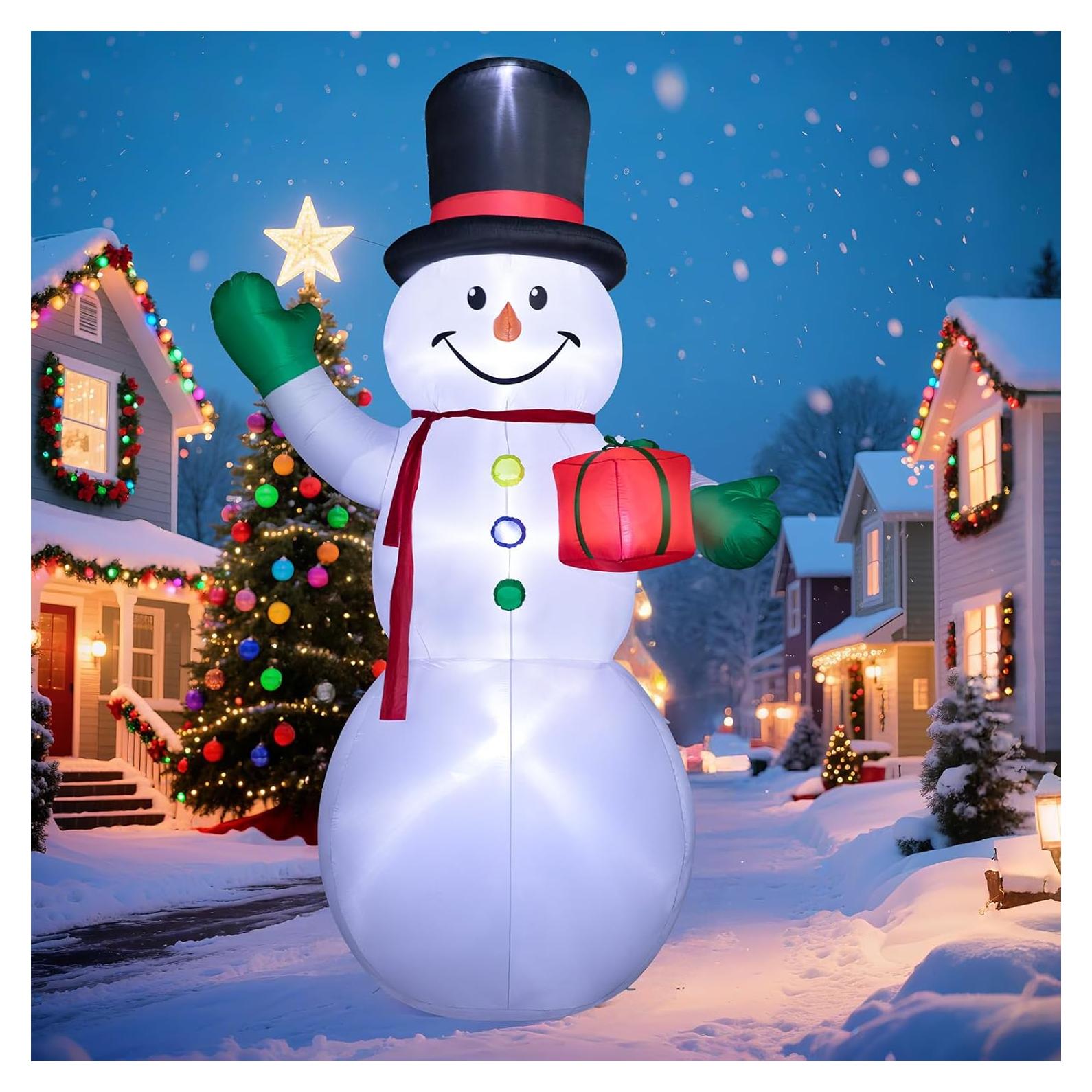 Muñeco de Nieve Inflable 2.74m Dawdix con Luces LED