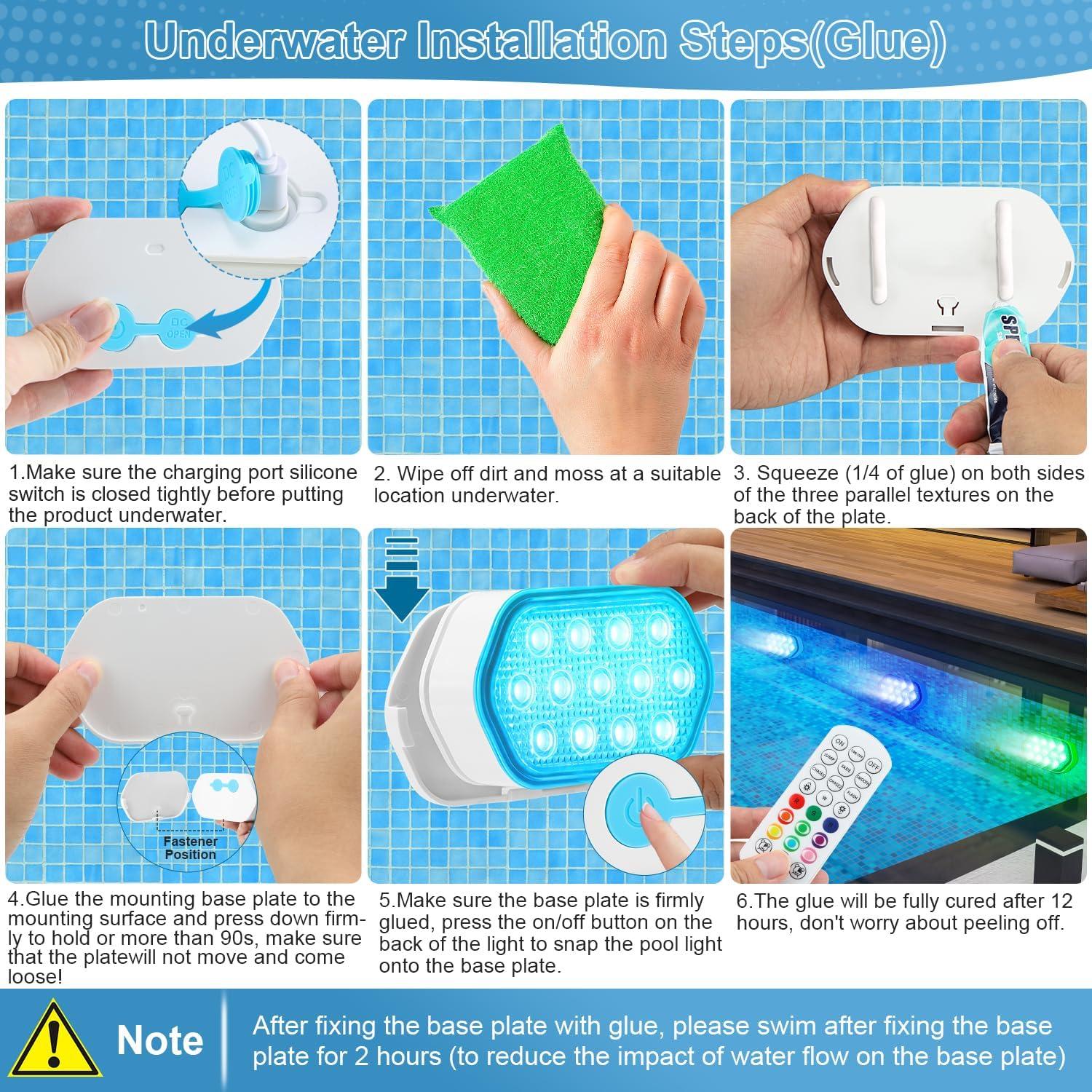 Luces LED sumergibles BOXPSII IP68 recargables 4 unidades