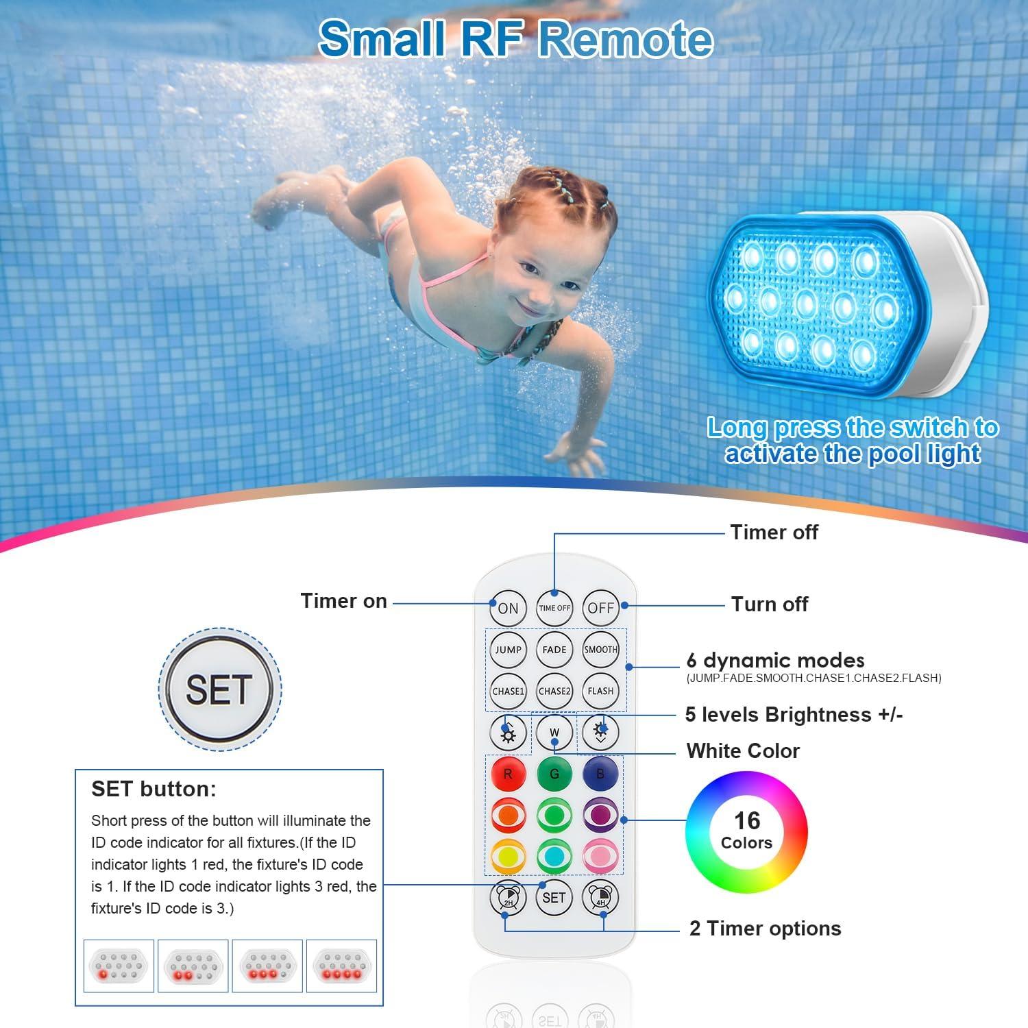 Luces LED sumergibles BOXPSII IP68 recargables 4 unidades