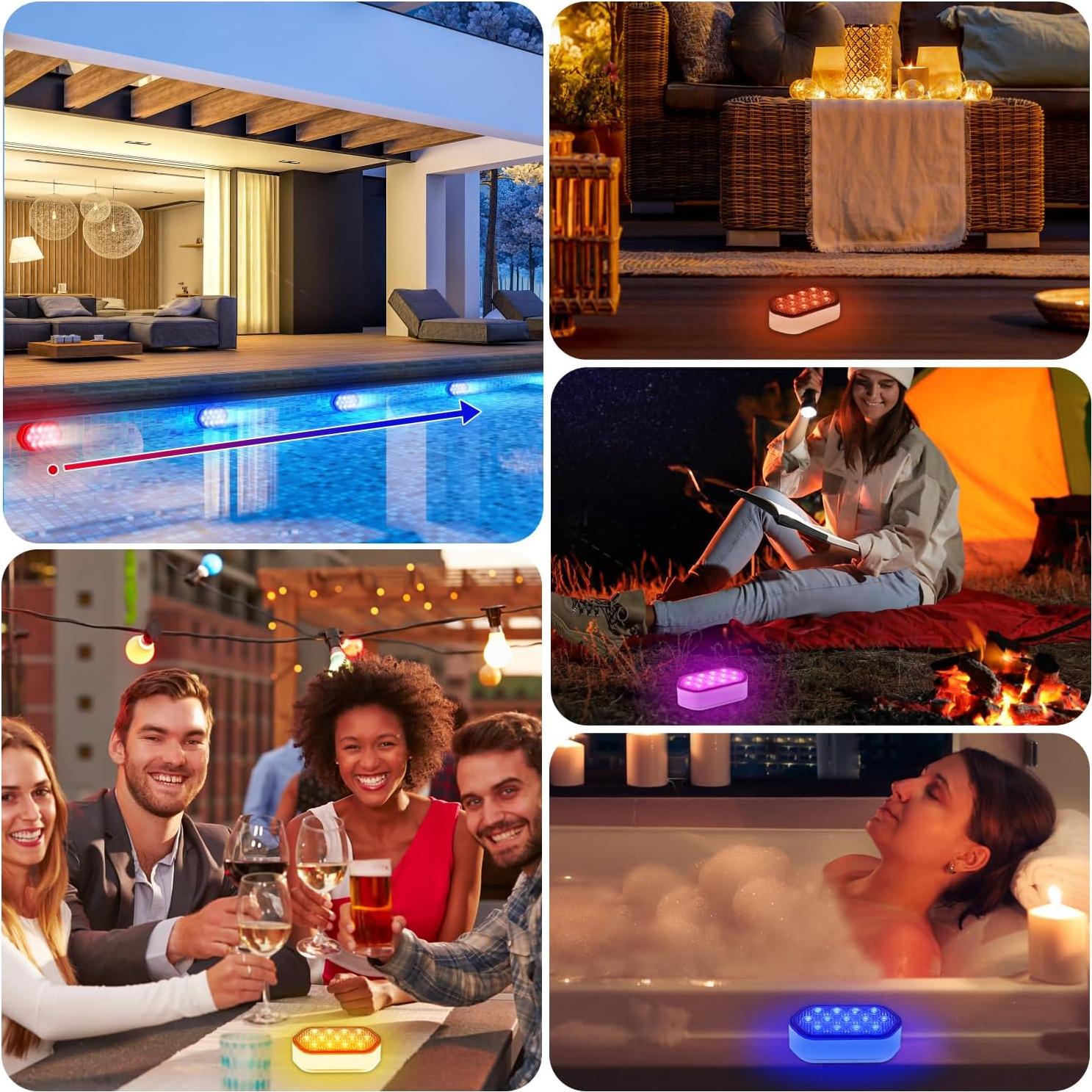 Luces LED sumergibles BOXPSII IP68 recargables 4 unidades