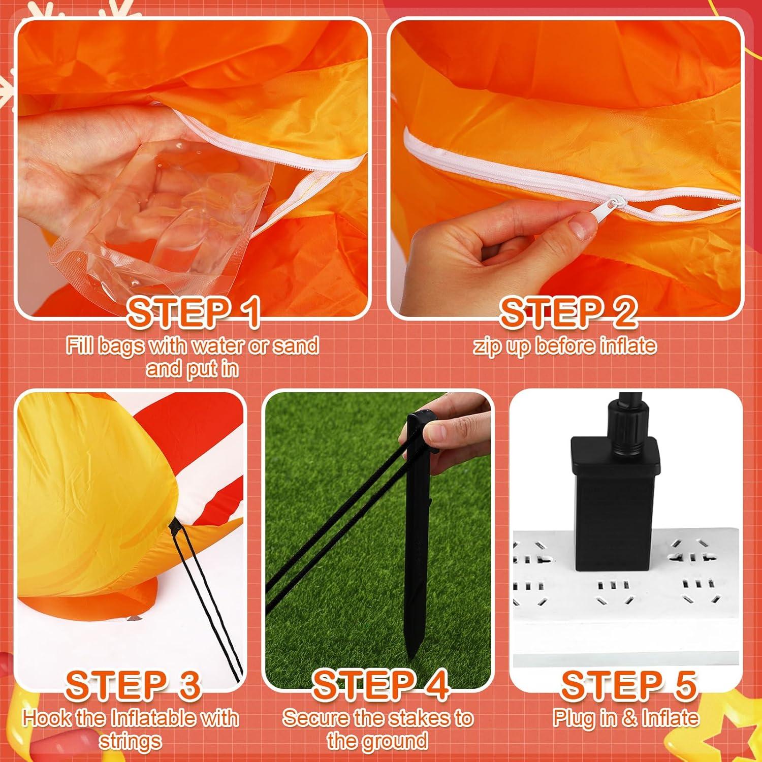 Gallo Inflable de Navidad 1.83m RoundFunny con Luces LED