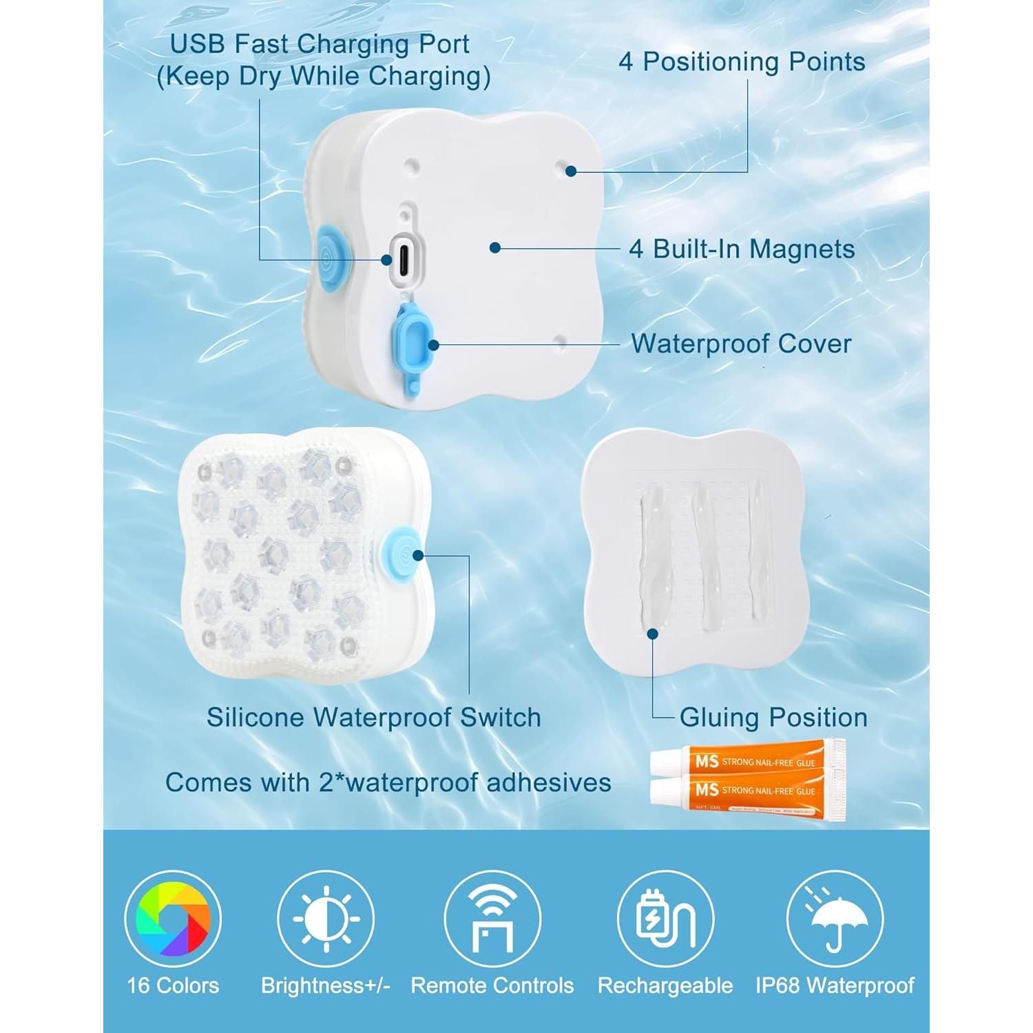 Luces de piscina sumergibles THINKKEEN RGB 2 Paquete LED