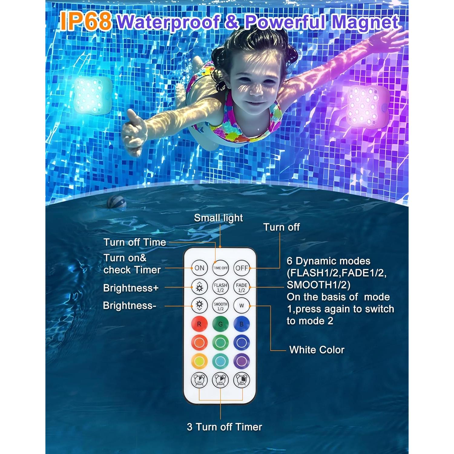 Luces de piscina sumergibles THINKKEEN RGB 2 Paquete LED