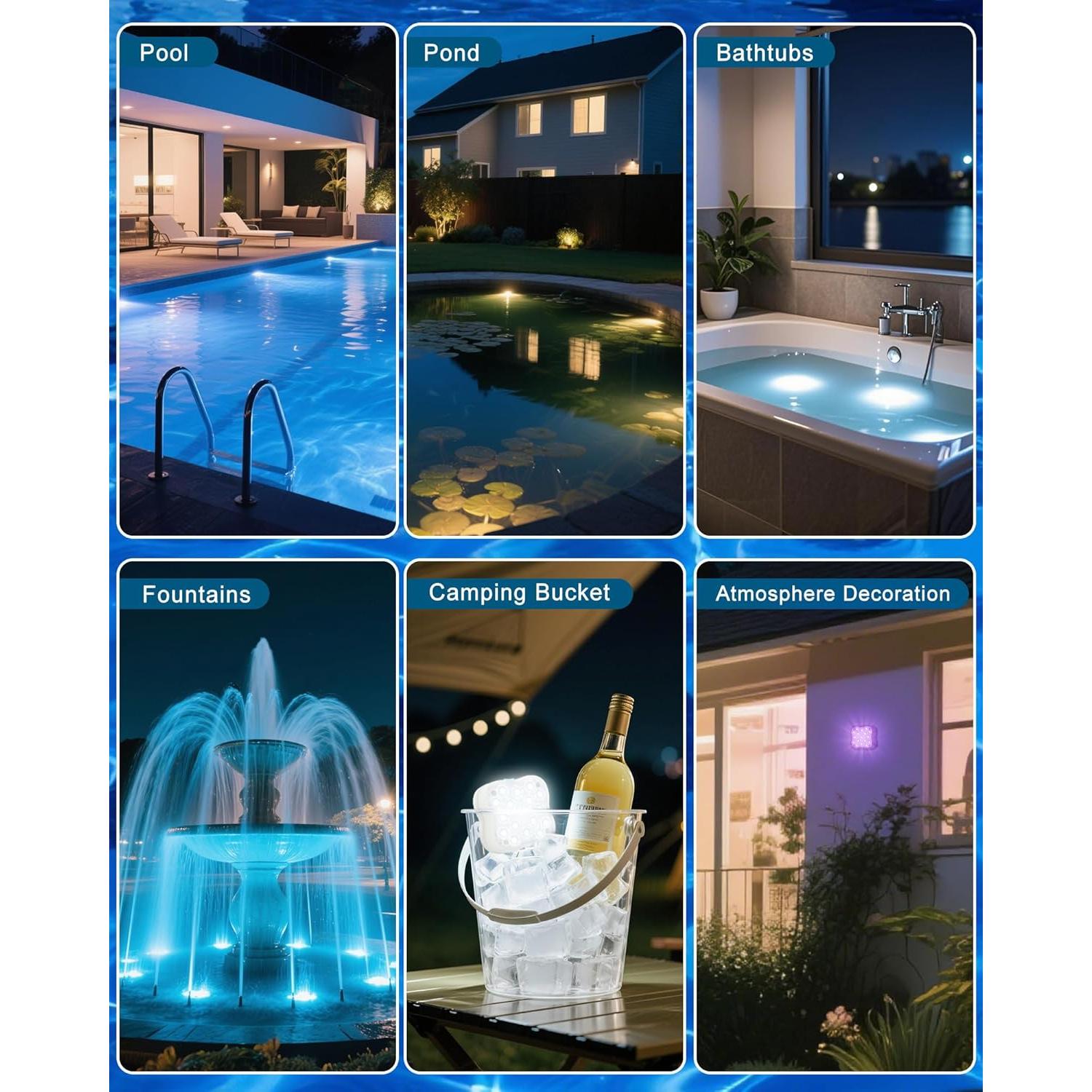 Luces de piscina sumergibles THINKKEEN RGB 2 Paquete LED