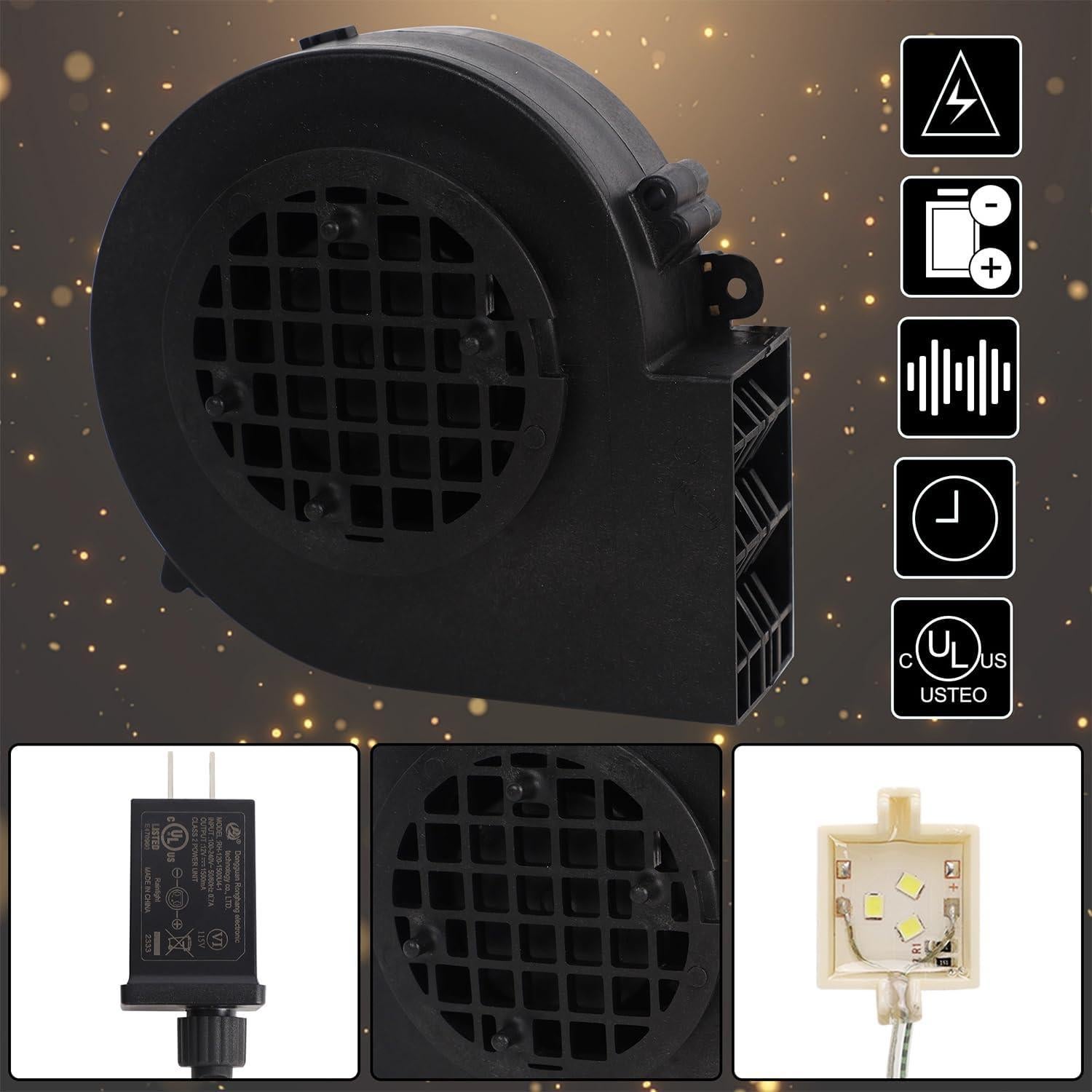 Juegoal Replacement Inflatable Blower 1500mA for Inflatable Yard Decorations, with 12V/1.2A Adapter, 5pcs LED Lights & 9.8FT Leading Wire, for Light Up Holiday Winter Lawn Garden Blow up Decor