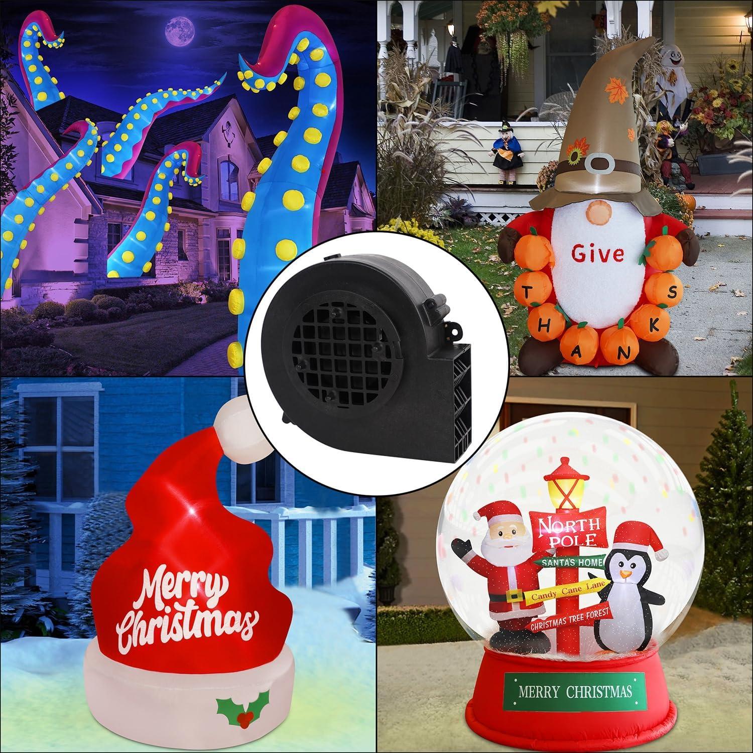 Juegoal Replacement Inflatable Blower 1500mA for Inflatable Yard Decorations, with 12V/1.2A Adapter, 5pcs LED Lights & 9.8FT Leading Wire, for Light Up Holiday Winter Lawn Garden Blow up Decor