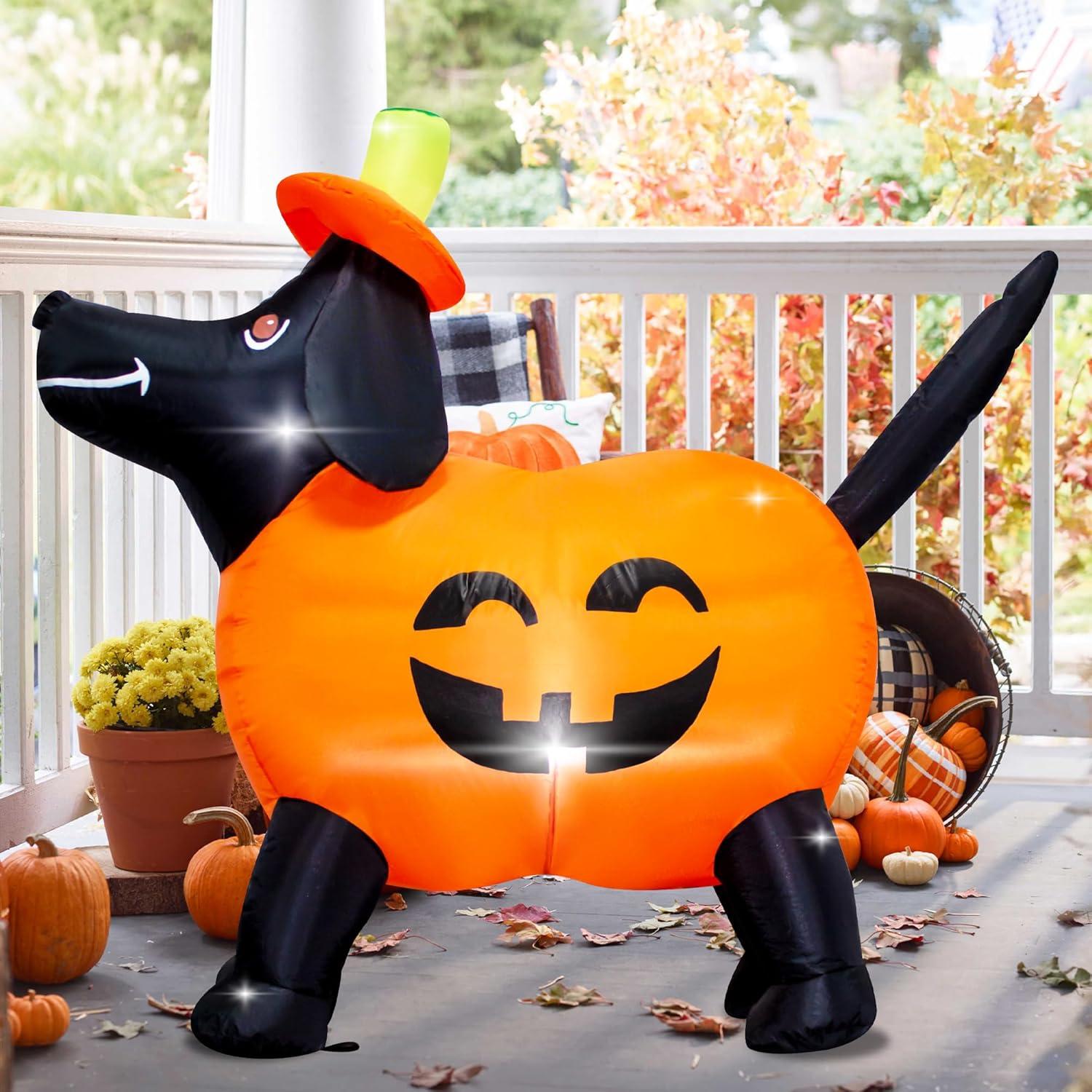 Calabaza Inflable Halloween VIKIMORA 1.22m con Luces LED