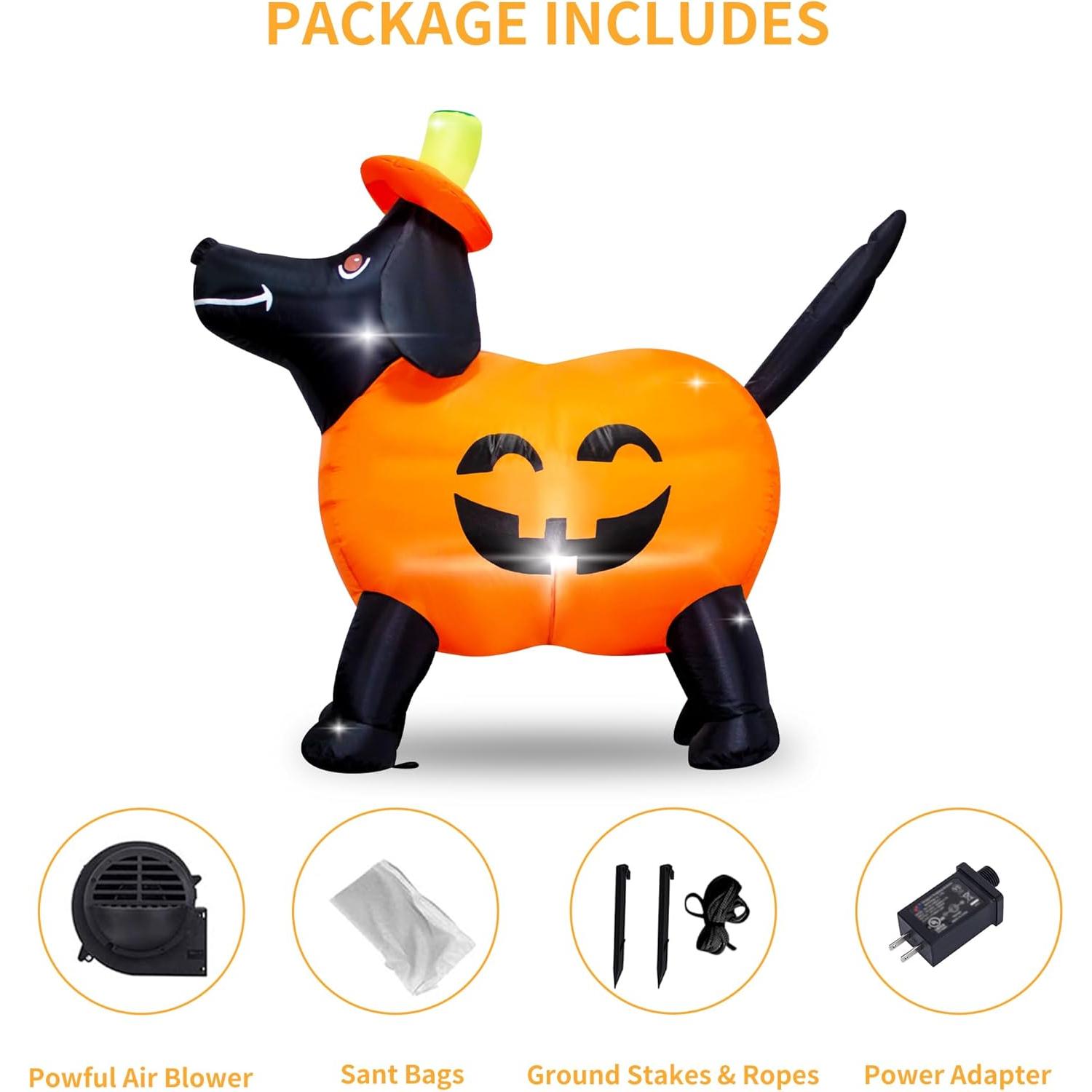 Calabaza Inflable Halloween VIKIMORA 1.22m con Luces LED