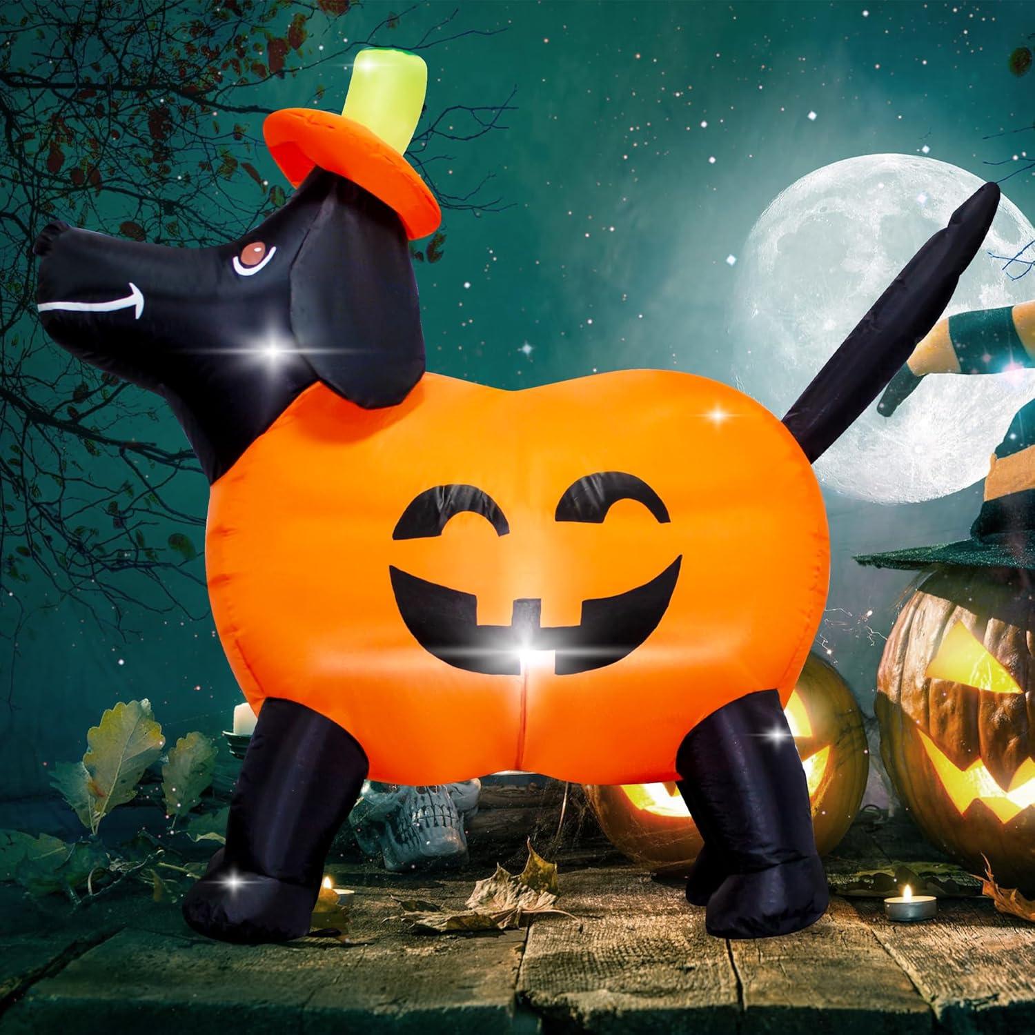 Calabaza Inflable Halloween VIKIMORA 1.22m con Luces LED