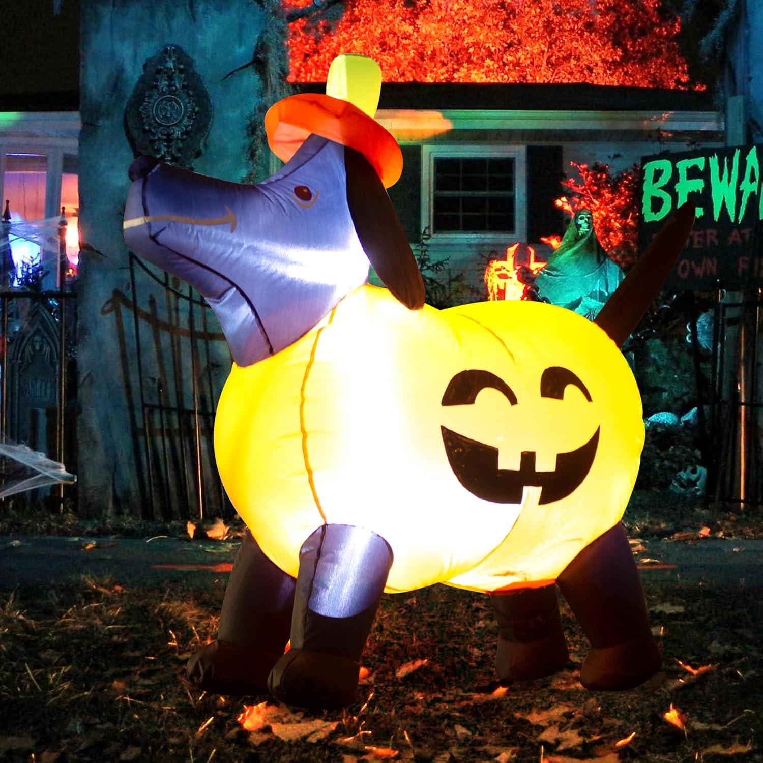 Calabaza Inflable Halloween VIKIMORA 1.22m con Luces LED