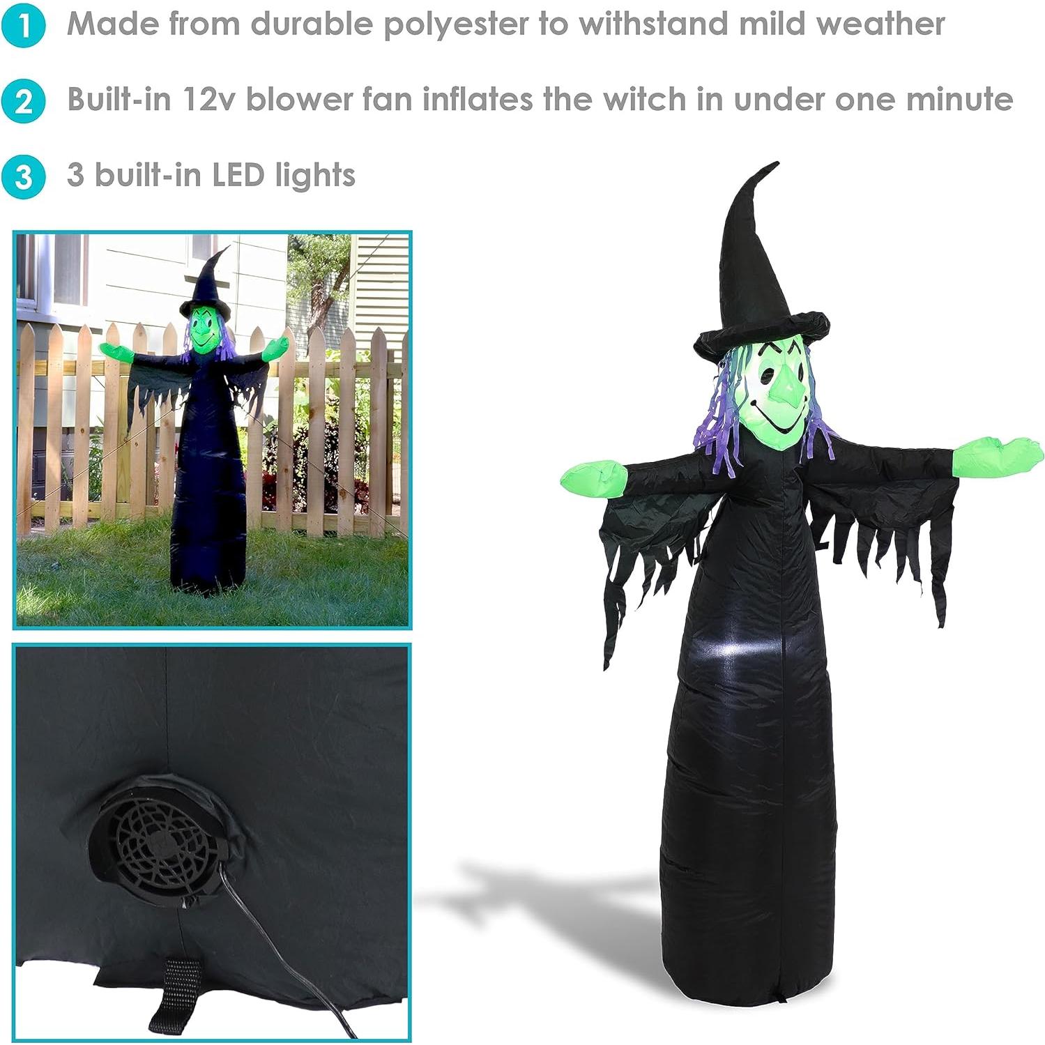 Decoración Inflable Halloween Sunnydaze 5' Bruja Malvada LED