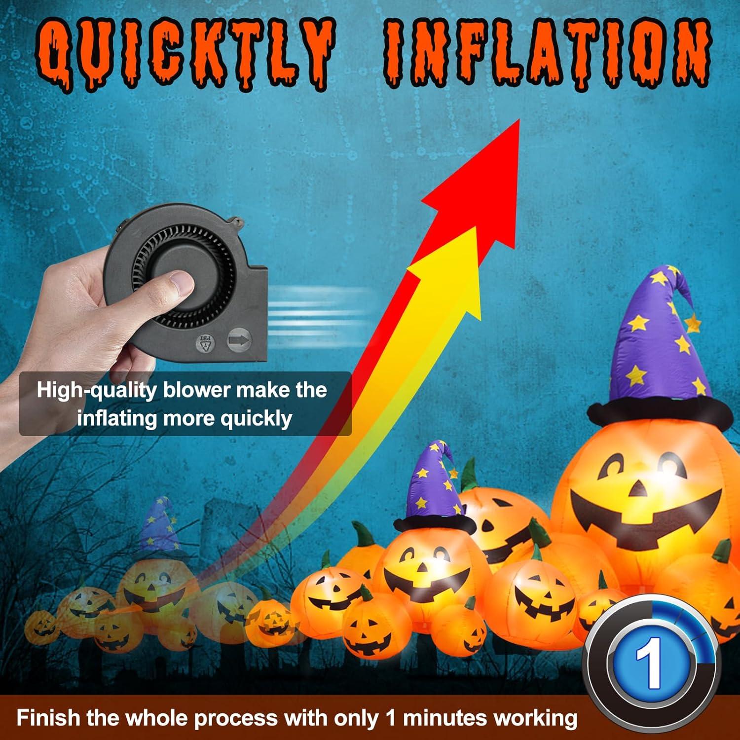 Calabaza Inflable Grande Evoio 2.44 m con Luces LED Halloween