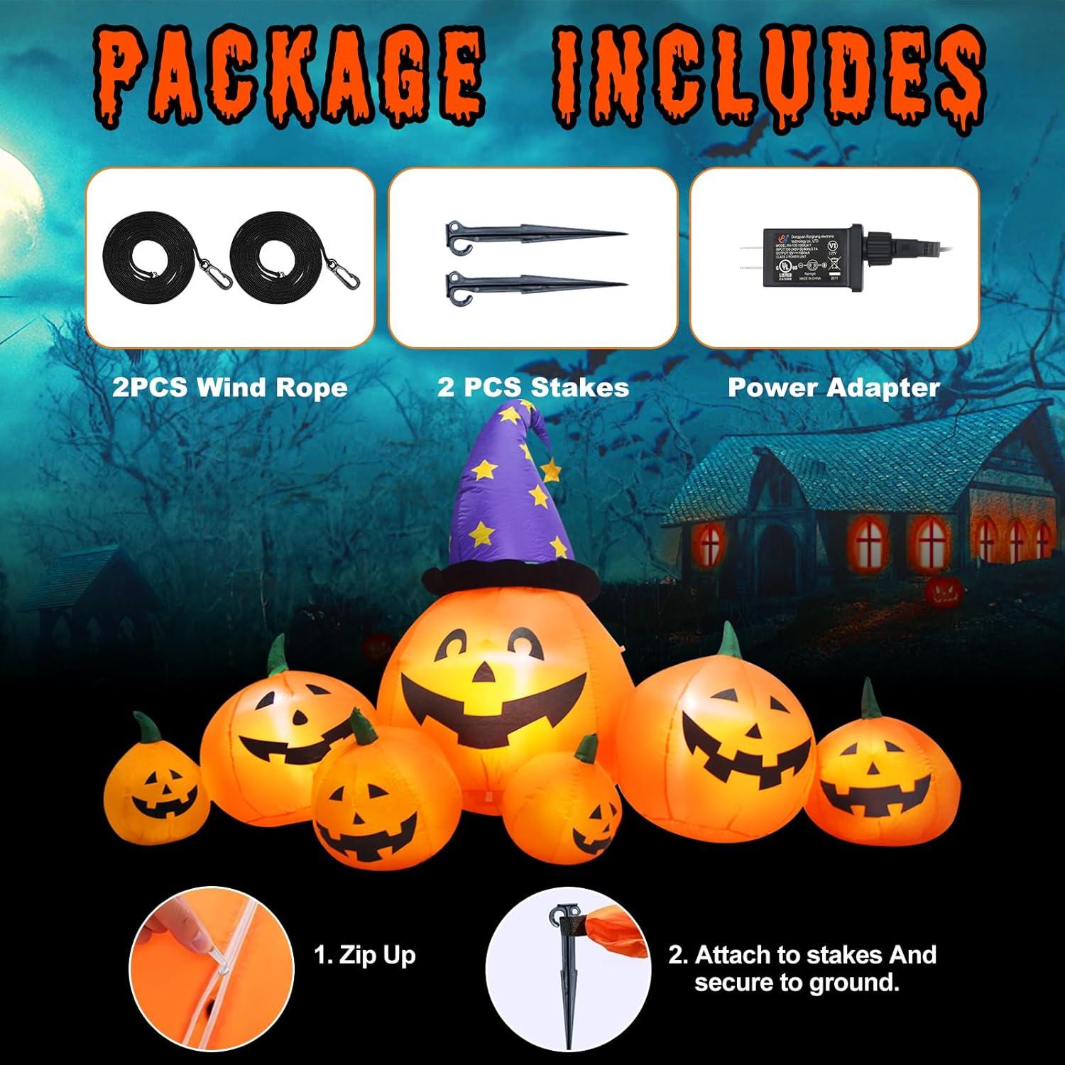Calabaza Inflable Grande Evoio 2.44 m con Luces LED Halloween