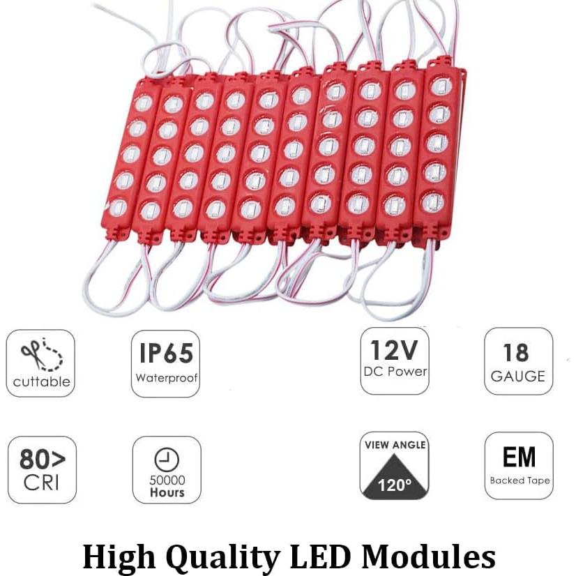 Luz de tira LED 100 módulos IP65 12V 1.44W lvseshuxing