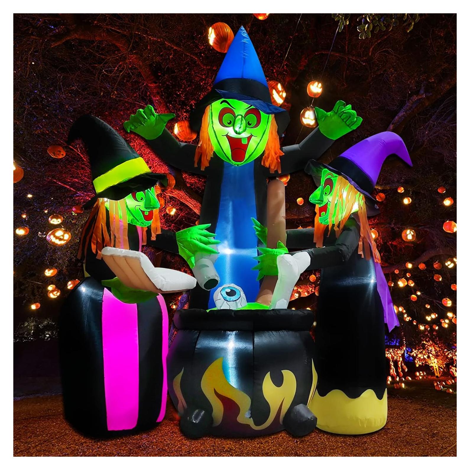 Decoración Inflable Halloween 3 Brujas Poptrend 1.83m LED