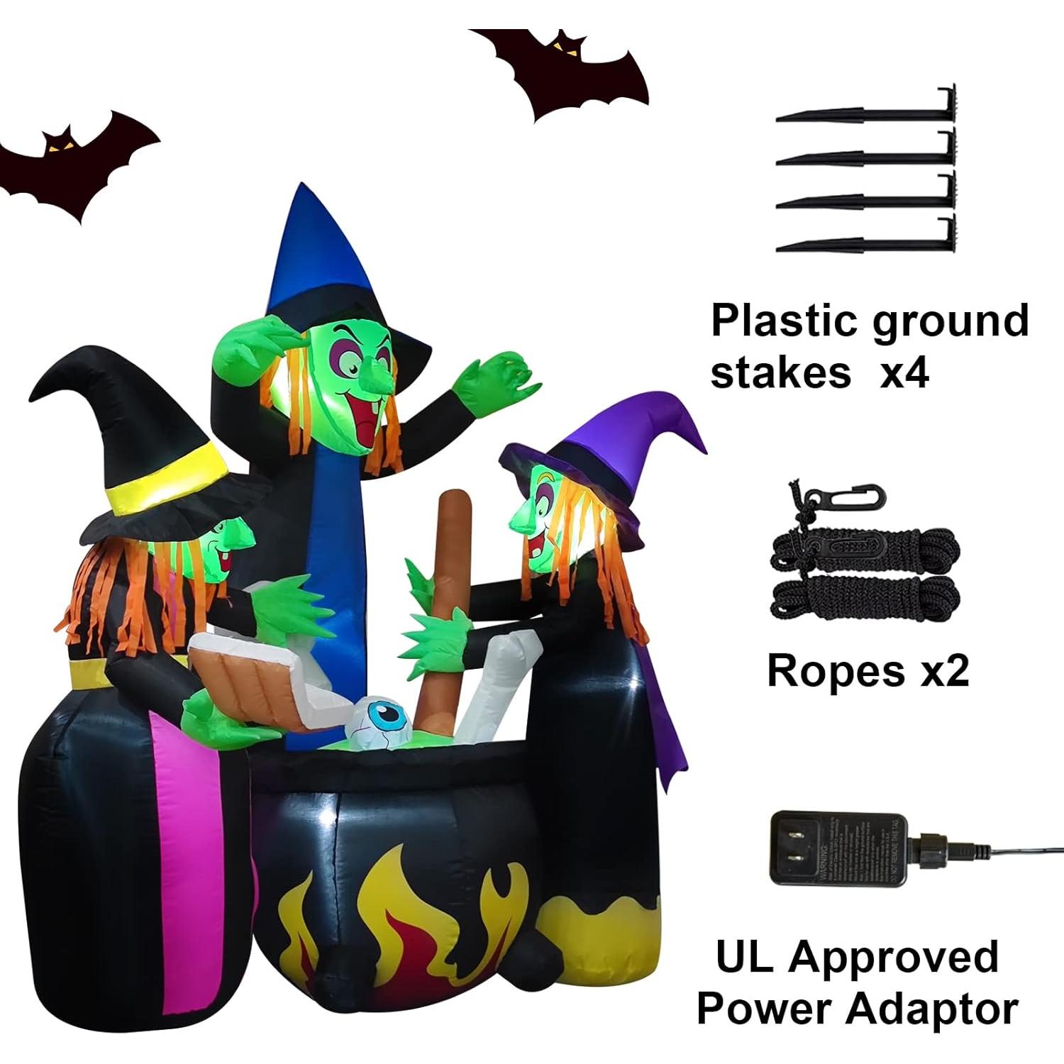 Decoración Inflable Halloween 3 Brujas Poptrend 1.83m LED