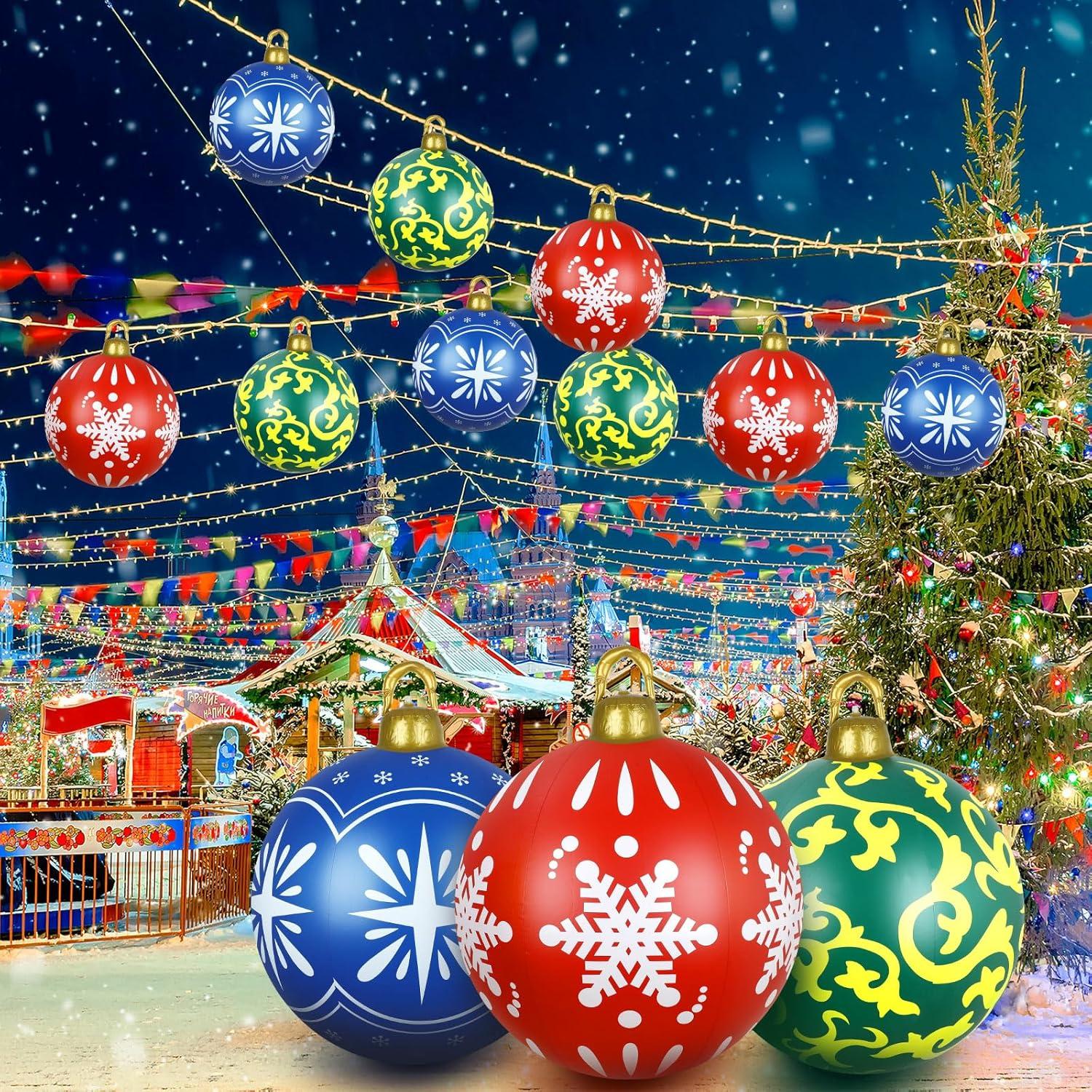 Jetec 3 Pcs Bolas Inflables de Navidad 60 cm Multicolor LED