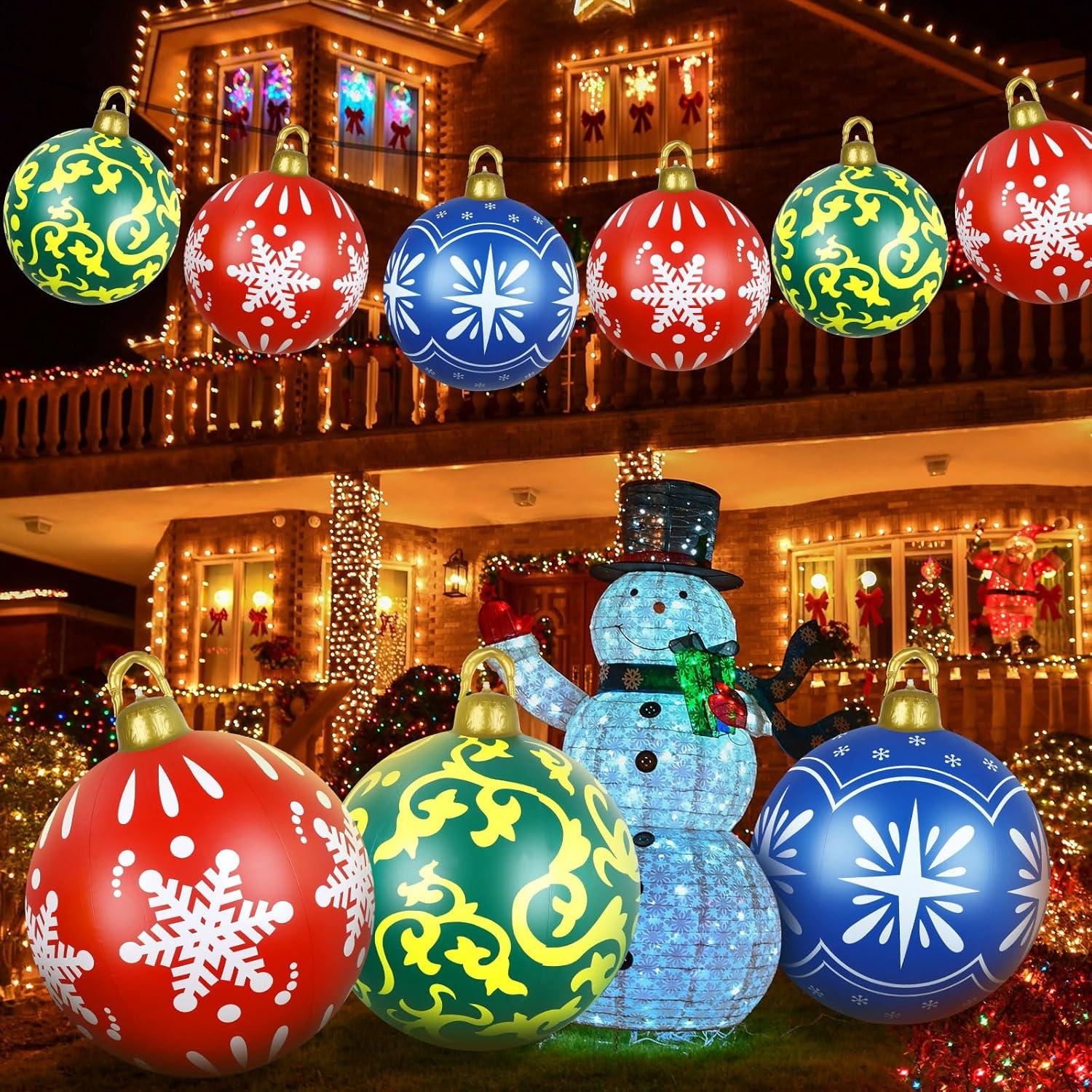 Jetec 3 Pcs Bolas Inflables de Navidad 60 cm Multicolor LED
