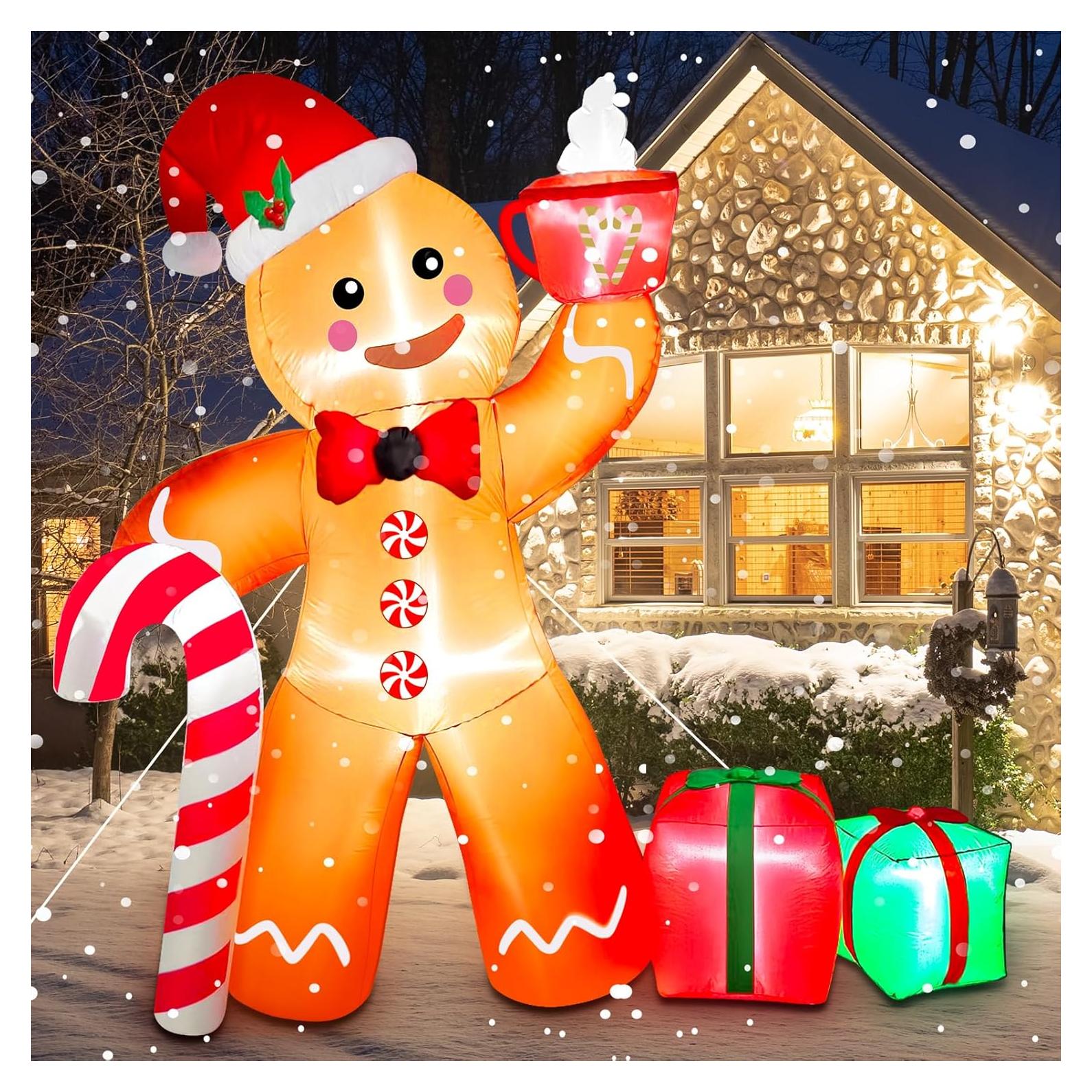 Decoración Inflable de Jengibre Mukum 2.44 m con Luces LED