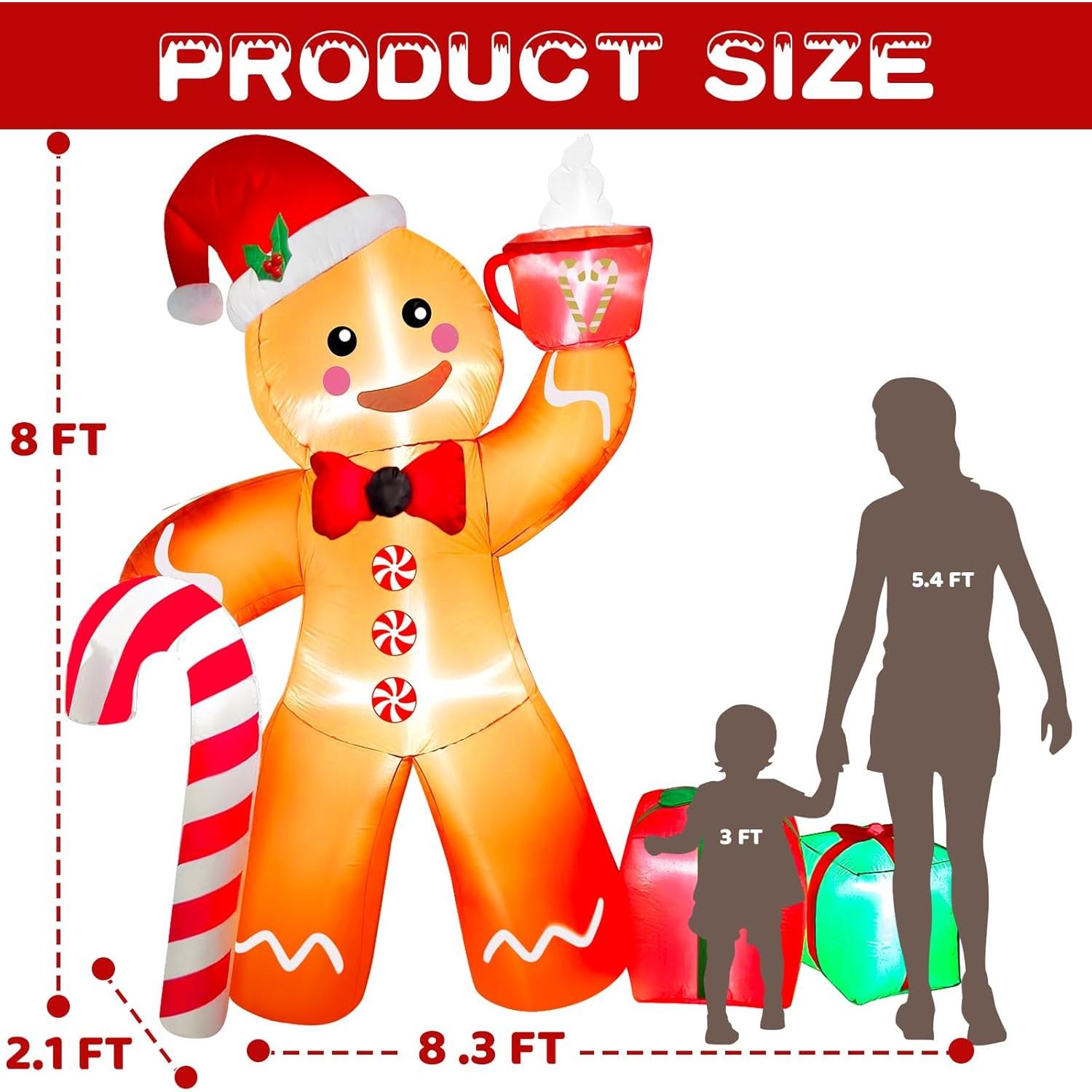 Decoración Inflable de Jengibre Mukum 2.44 m con Luces LED