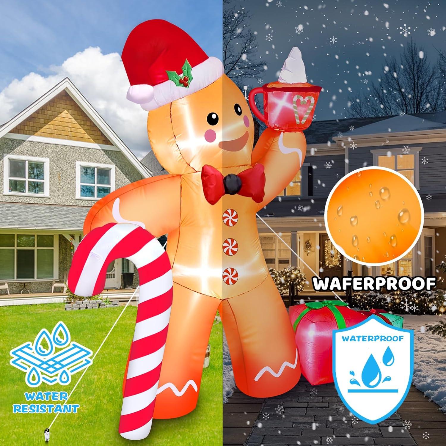 Decoración Inflable de Jengibre Mukum 2.44 m con Luces LED