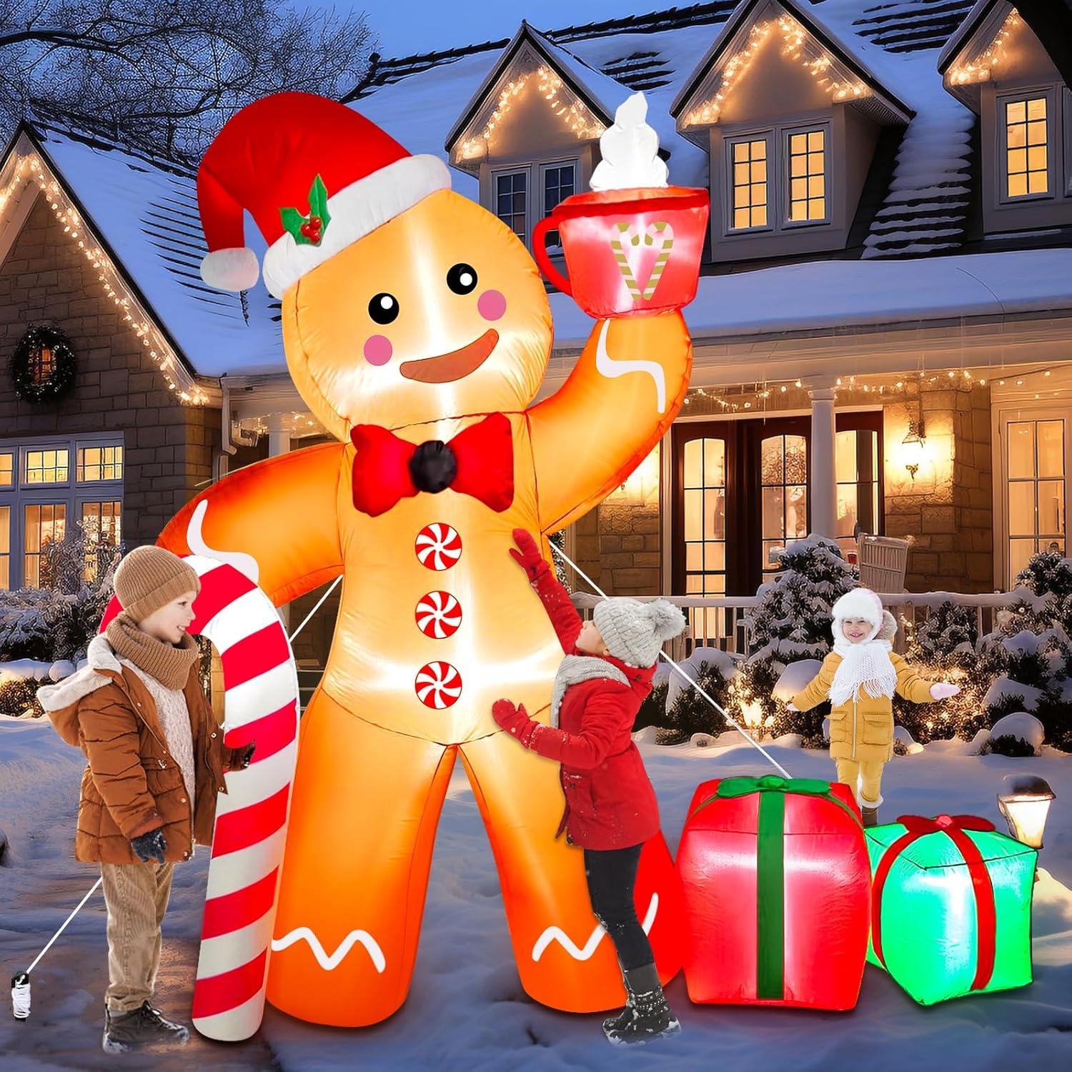 Decoración Inflable de Jengibre Mukum 2.44 m con Luces LED
