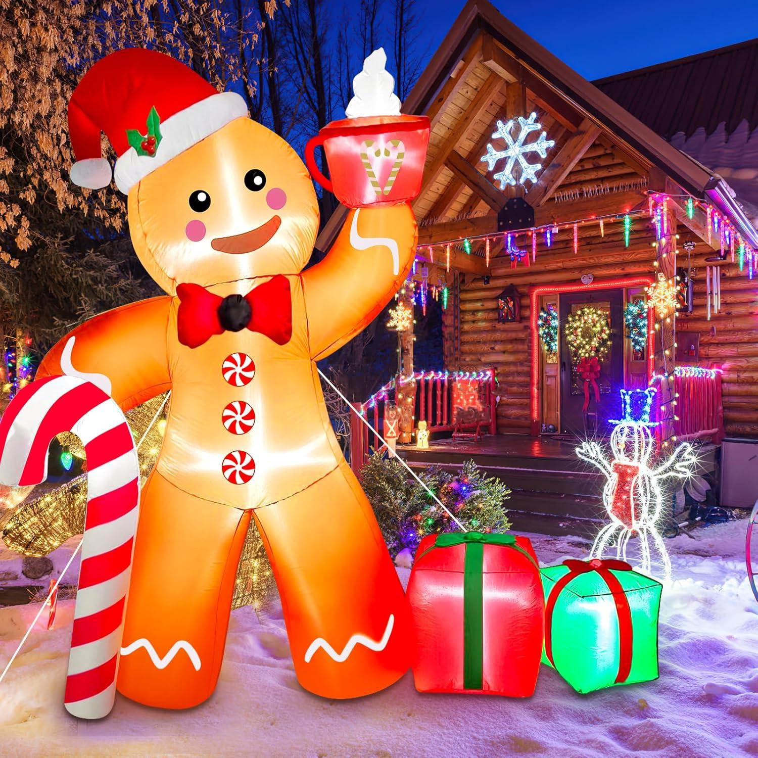 Decoración Inflable de Jengibre Mukum 2.44 m con Luces LED