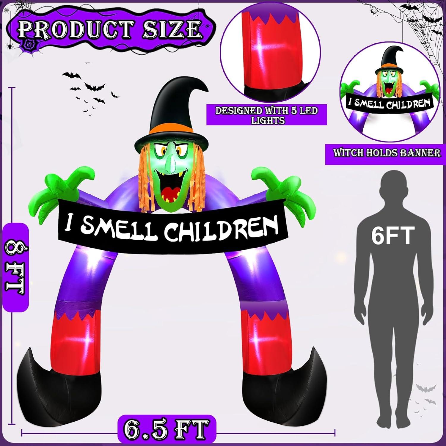 Arco Inflable de Bruja TURNMEON 2.44m con Luces LED