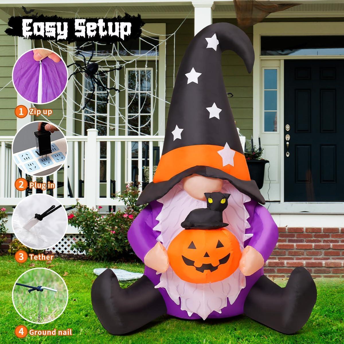 Gnome Inflable de Halloween GOOSH 152 cm con Luces LED