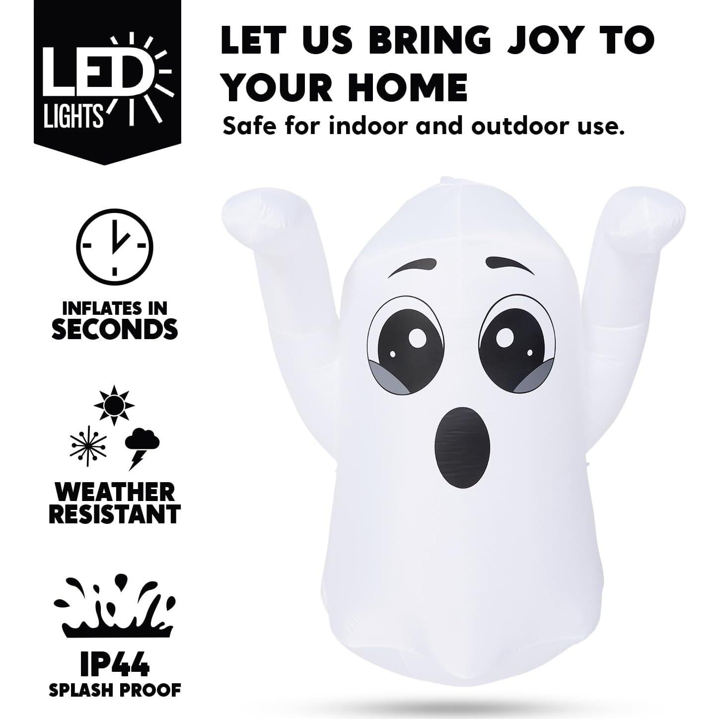 Fantasma Inflable de Halloween Joiedomi 1.52m con Luz LED