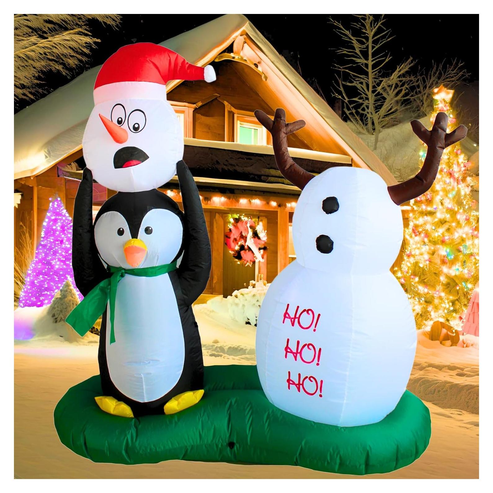 Muñeco de Nieve y Pingüino Inflable PTS 0.97 kg con LED