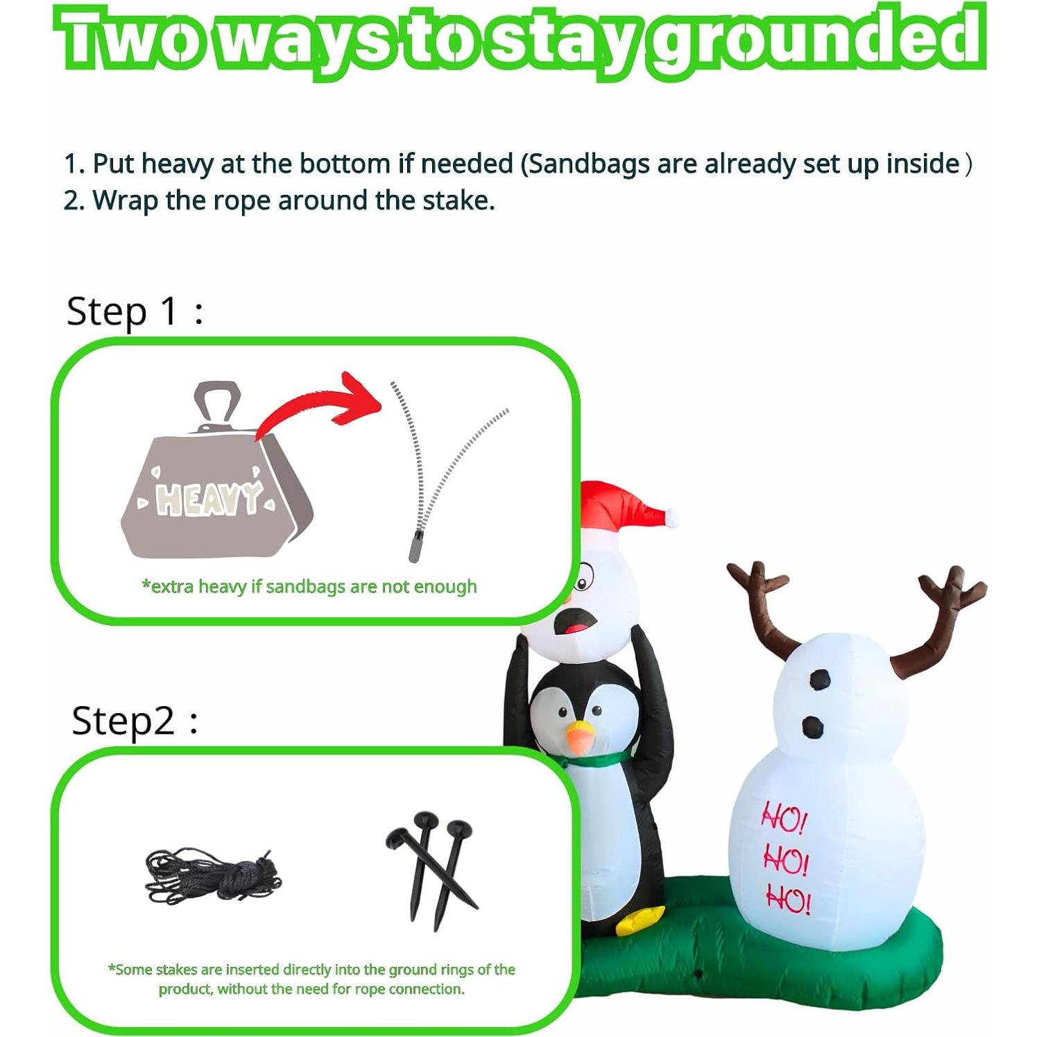 Muñeco de Nieve y Pingüino Inflable PTS 0.97 kg con LED