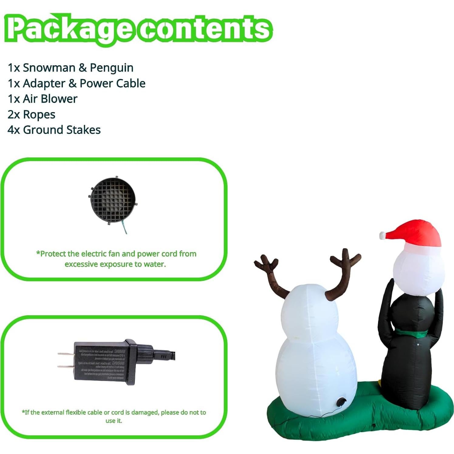 Muñeco de Nieve y Pingüino Inflable PTS 0.97 kg con LED