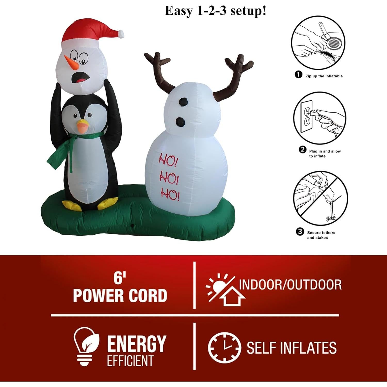 Muñeco de Nieve y Pingüino Inflable PTS 0.97 kg con LED