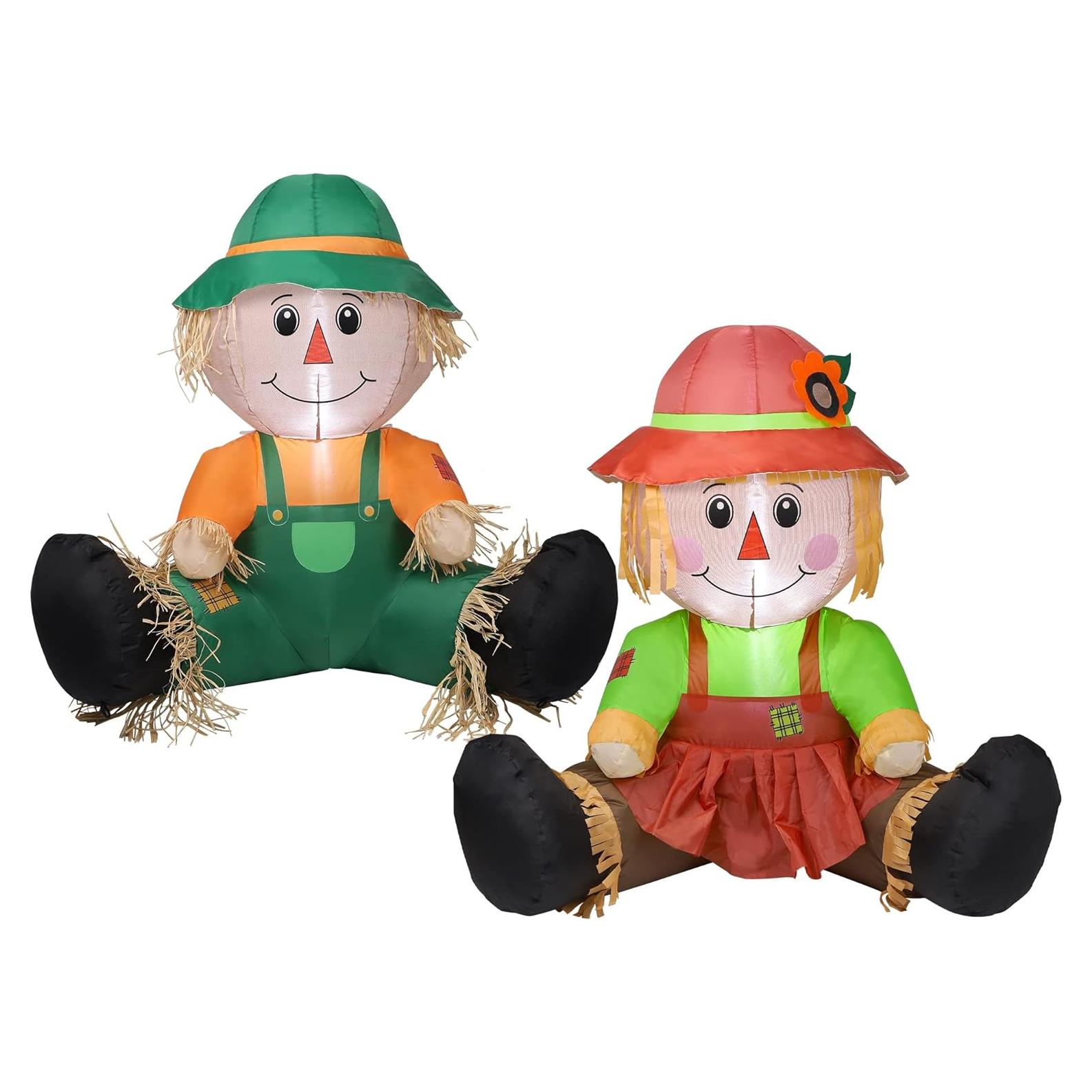 Decoración Inflable de Otoño Lulu Home, 2 Espantapájaros 1.01m con LED