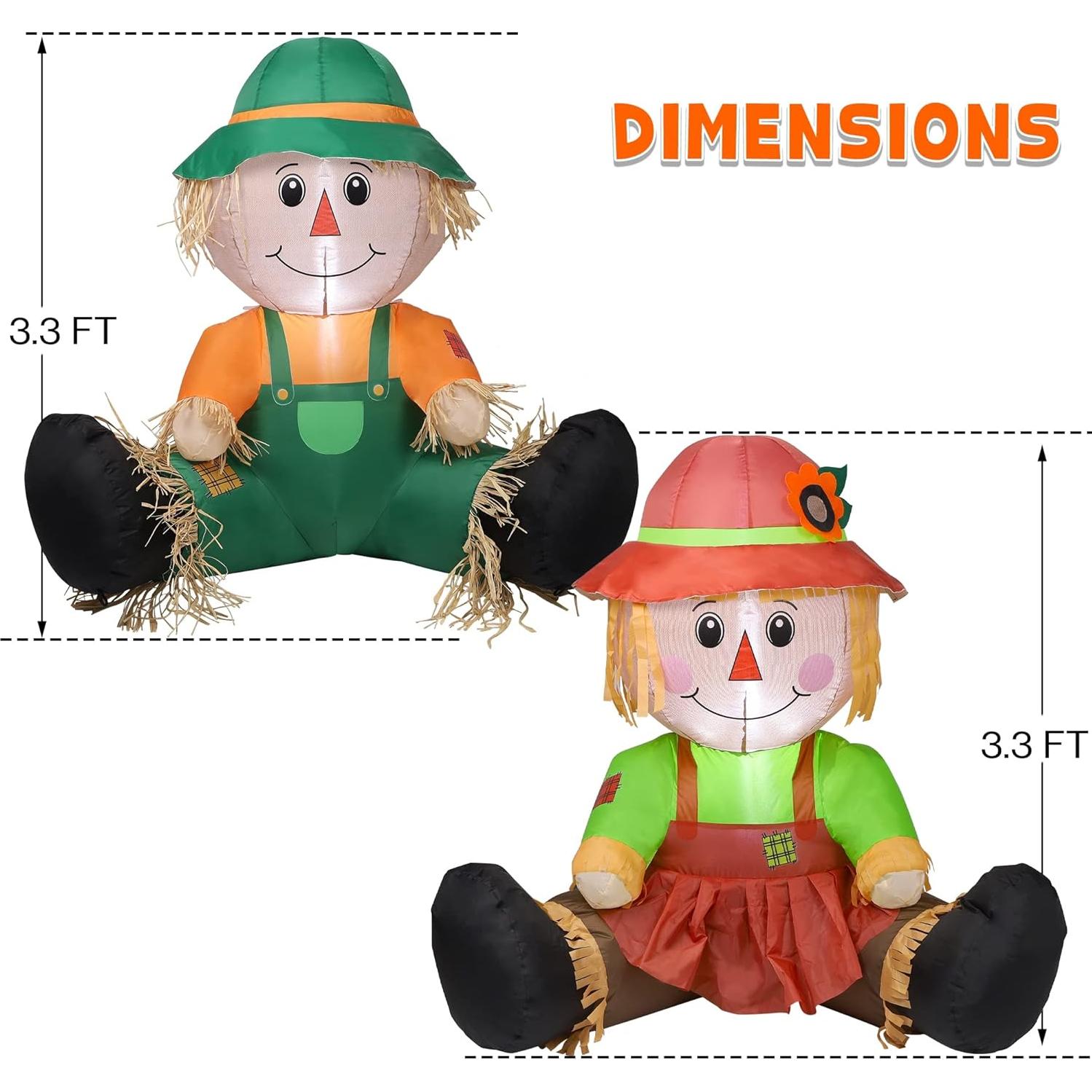 Decoración Inflable de Otoño Lulu Home, 2 Espantapájaros 1.01m con LED