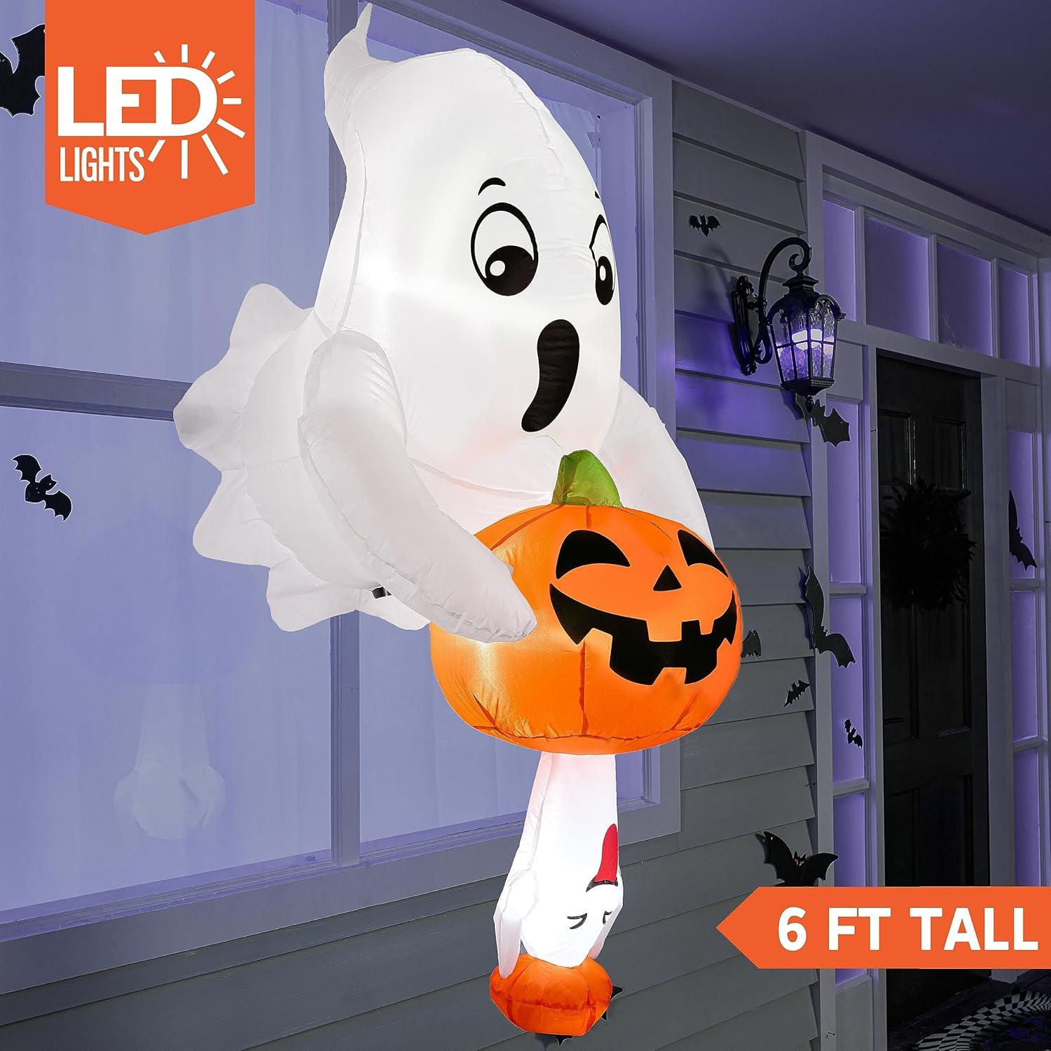Decoración Inflable Halloween Joiedomi 1.83 m Fantasma y Calabaza