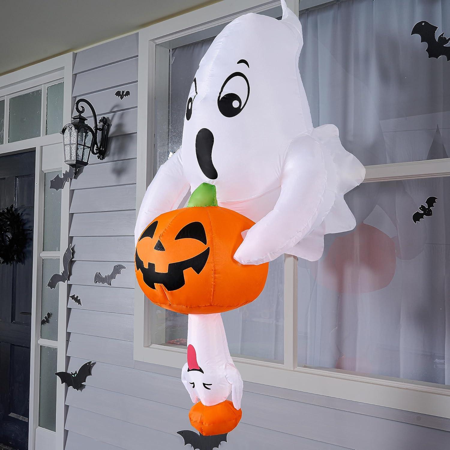 Decoración Inflable Halloween Joiedomi 1.83 m Fantasma y Calabaza