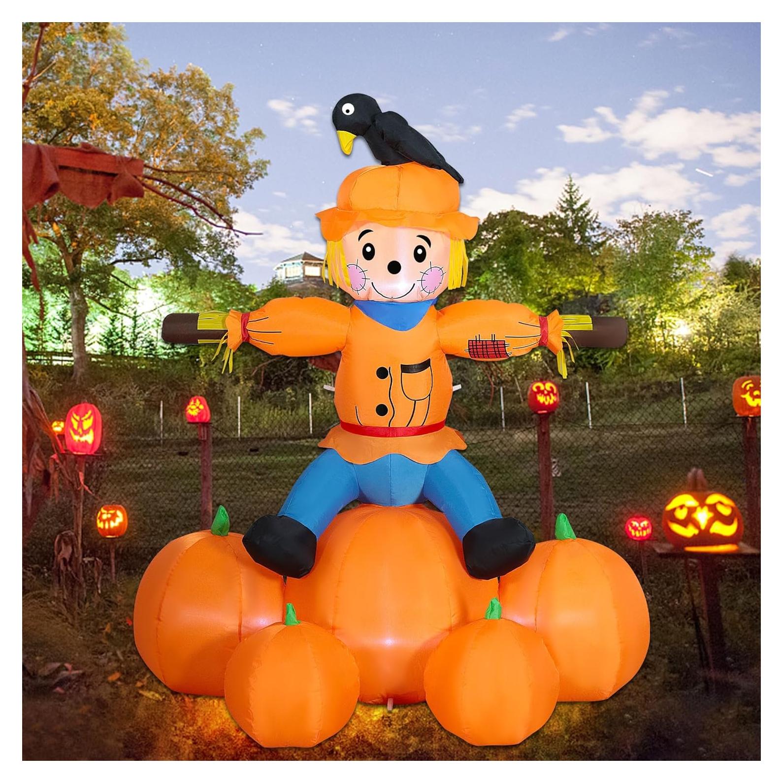 Decoración Inflable Joliyoou Espantapájaros 1.52m LED Halloween